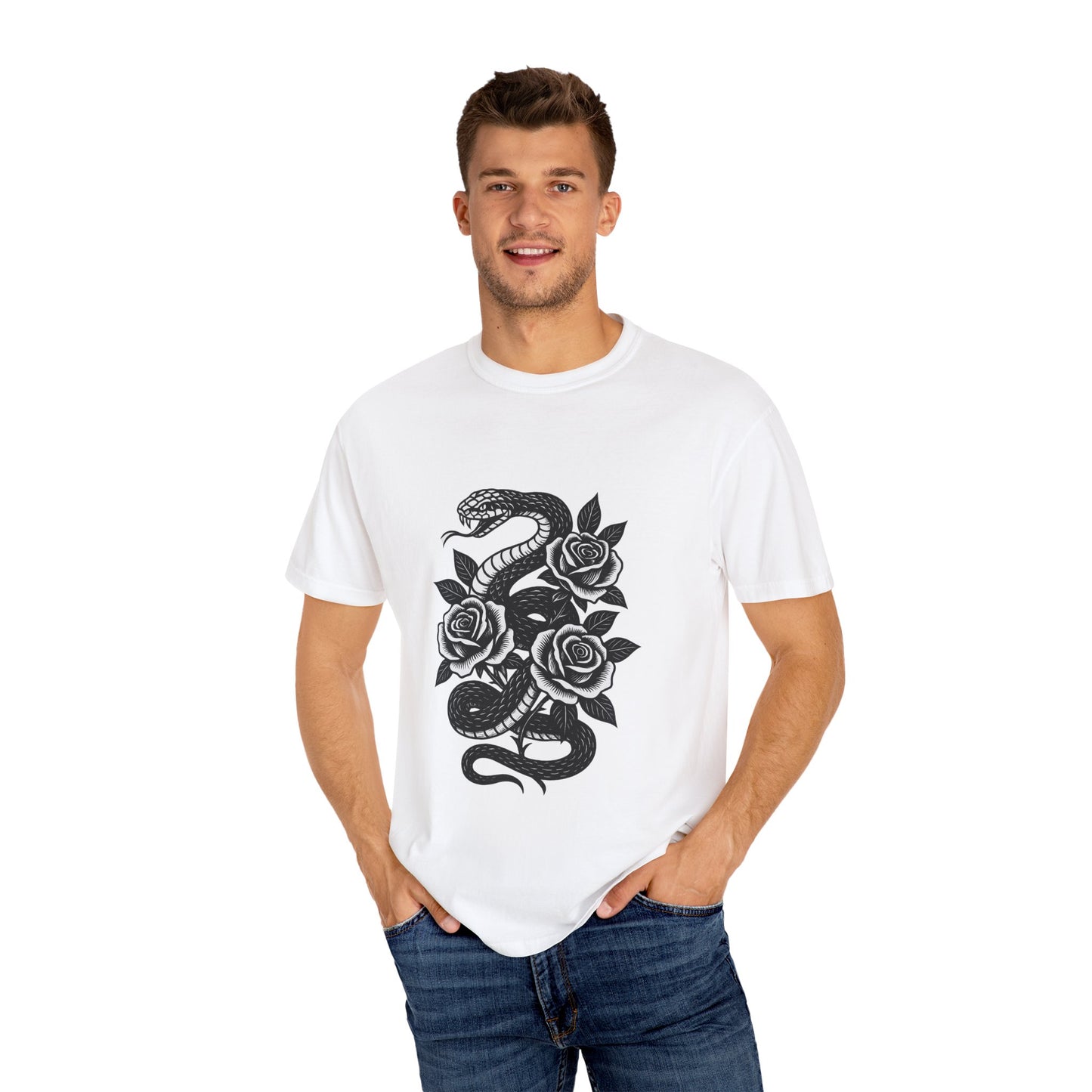 Snake and Roses Graphic T-Shirt