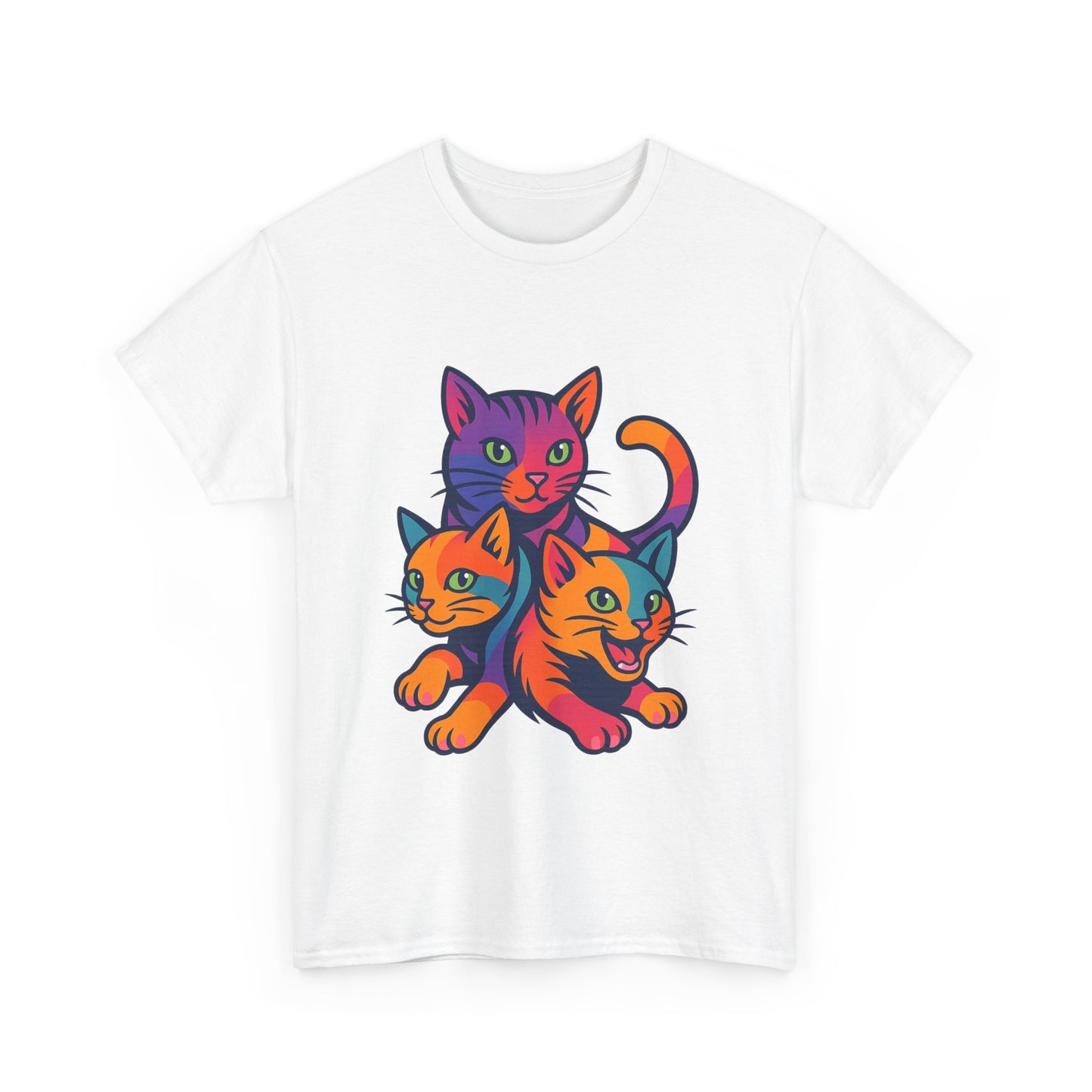 Colorful Cat Tee - Playful Unisex