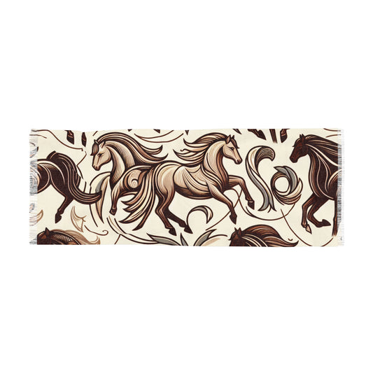 Elegant Equestrian Light Scarf, Horses Design