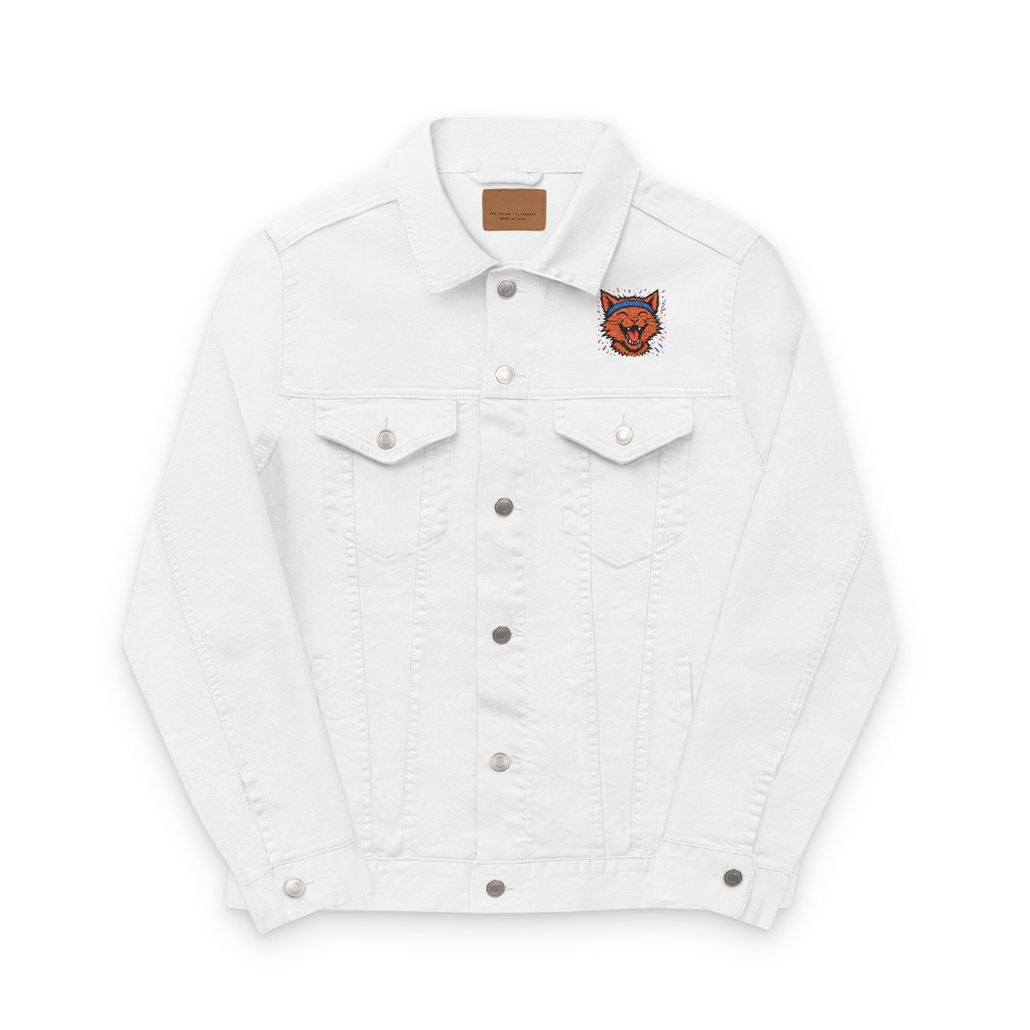 Chaotic Cat Embroidered Unisex Denim Jacket