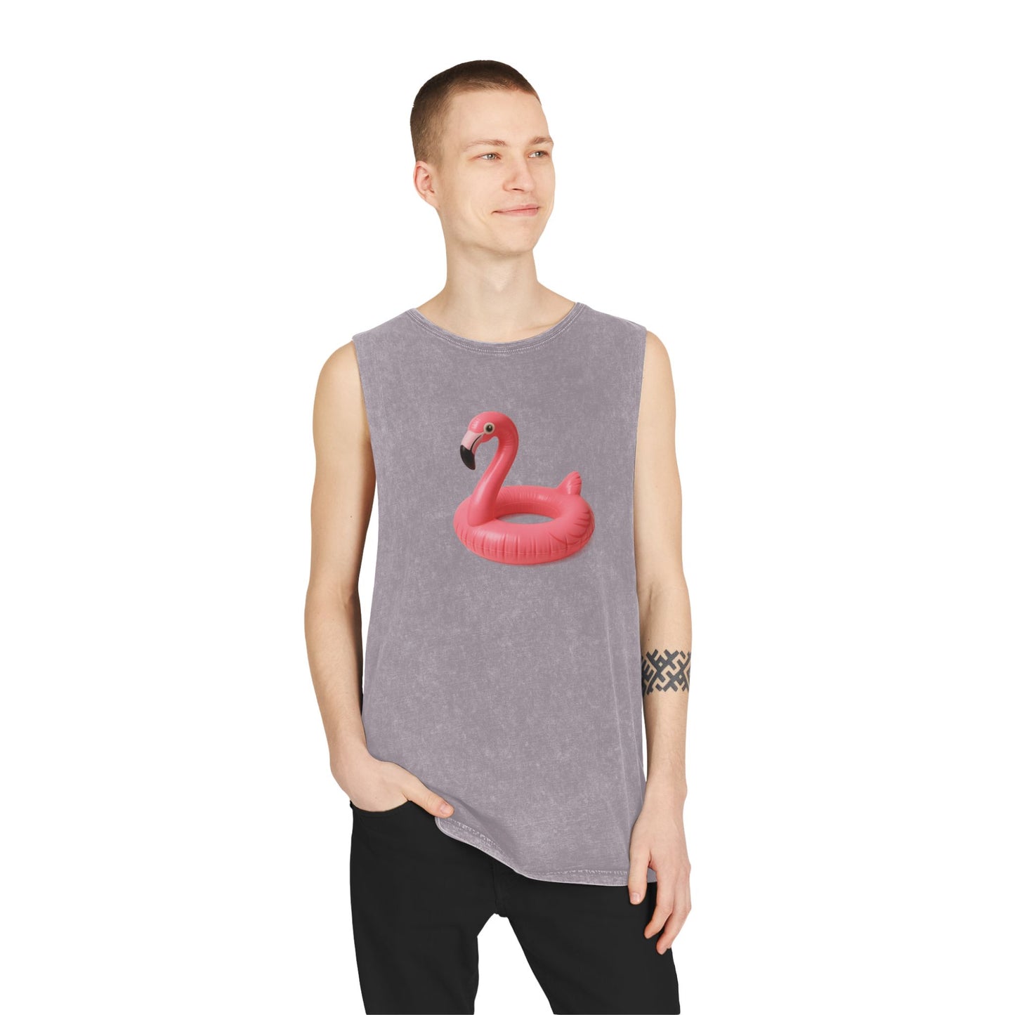 Tank Top with Pink Flamingo Design, Summer Vibes,