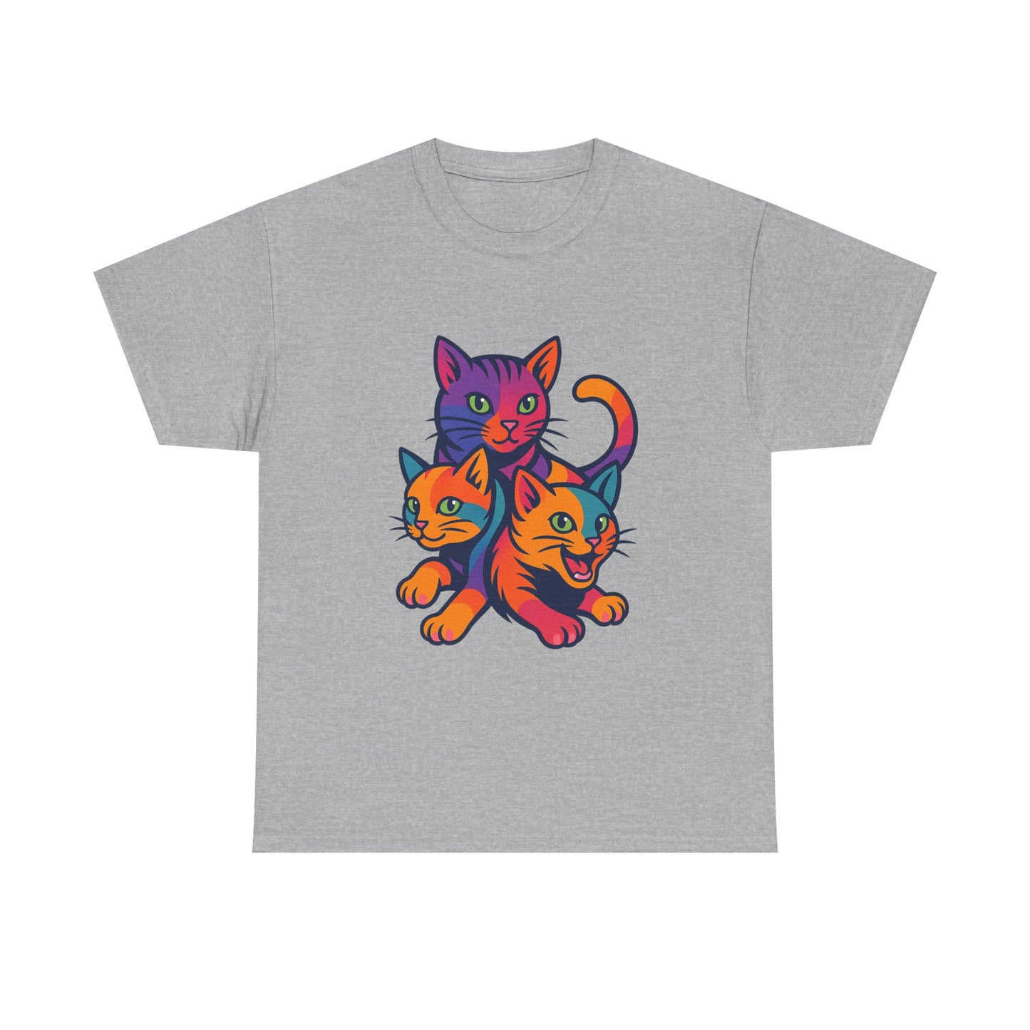 Colorful Cat Tee - Playful Unisex
