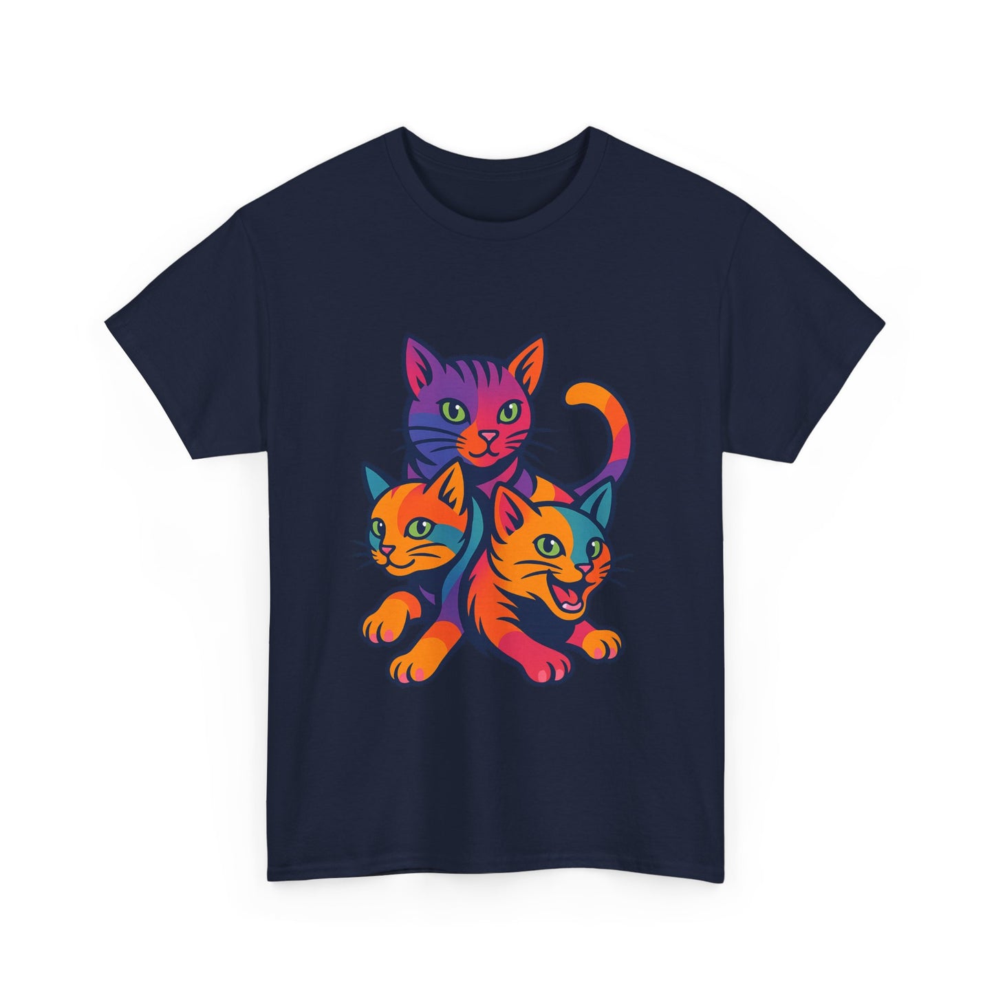 Colorful Cat Tee - Playful Unisex