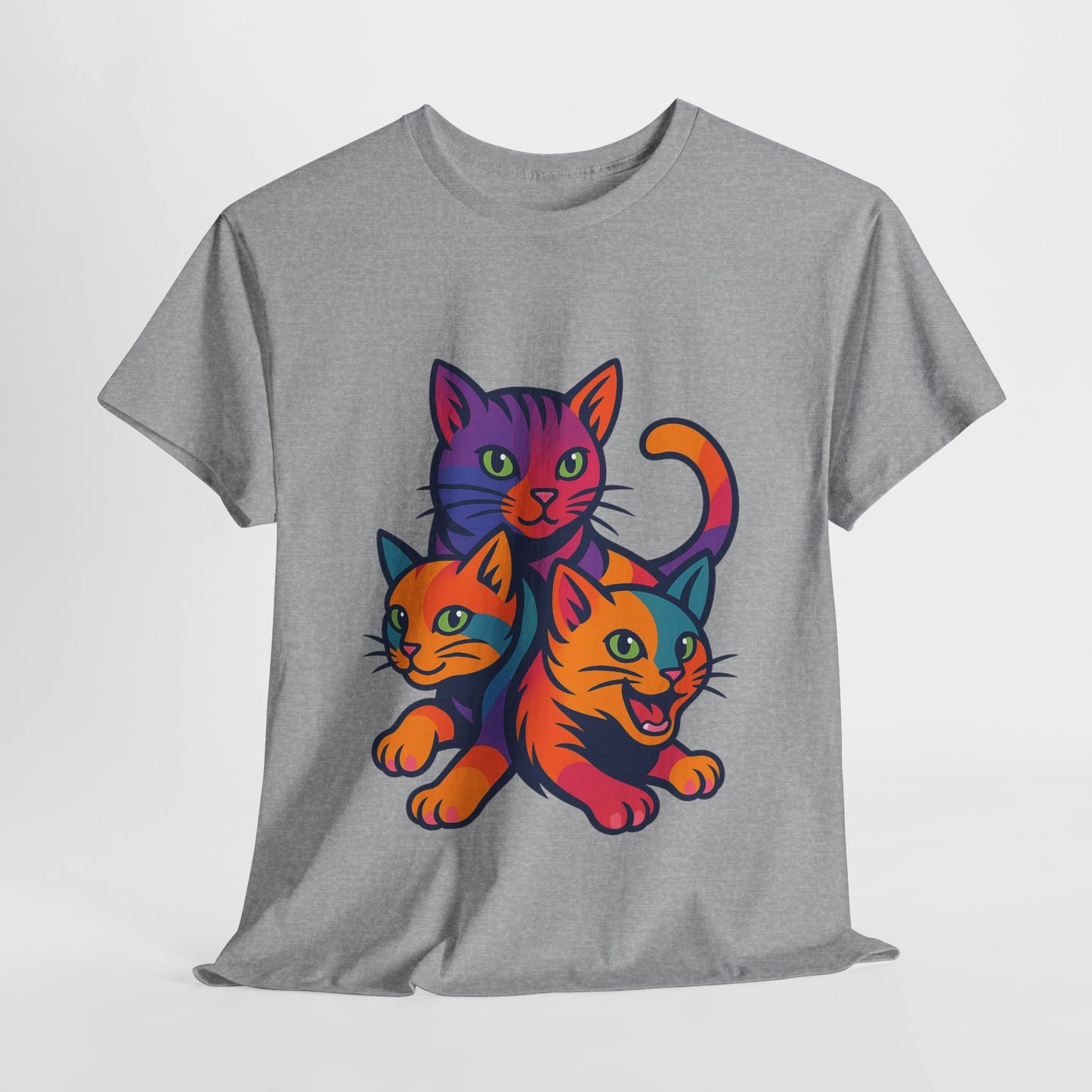 Colorful Cat Tee - Playful Unisex