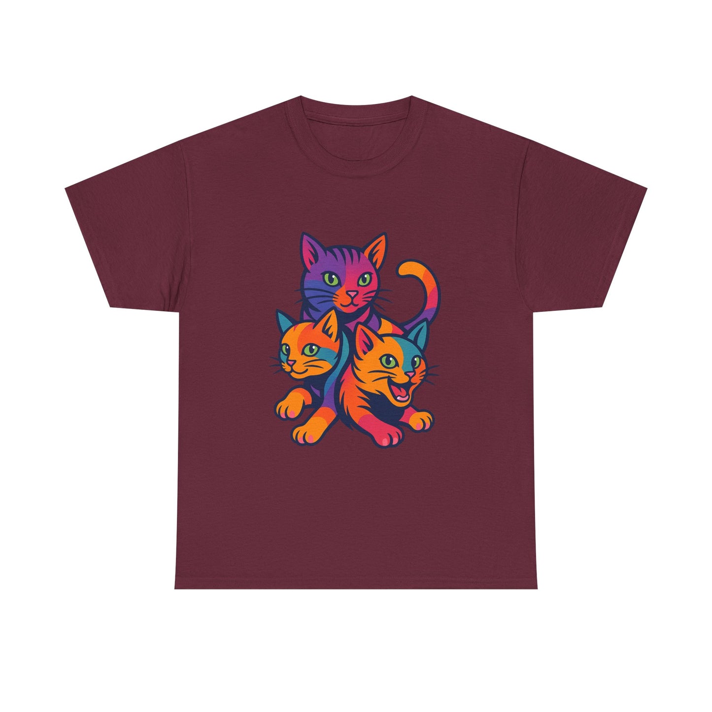 Colorful Cat Tee - Playful Unisex