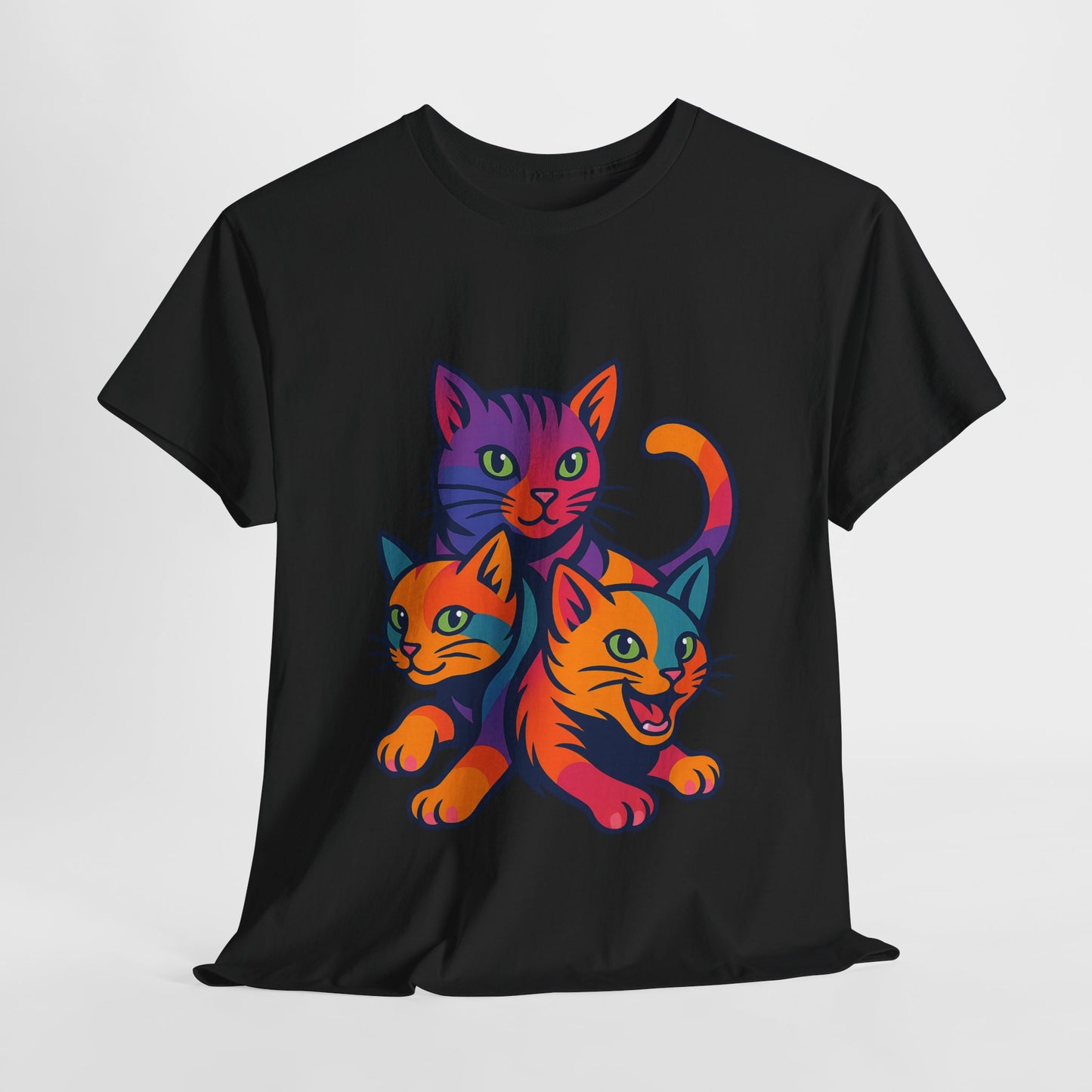 Colorful Cat Tee - Playful Unisex