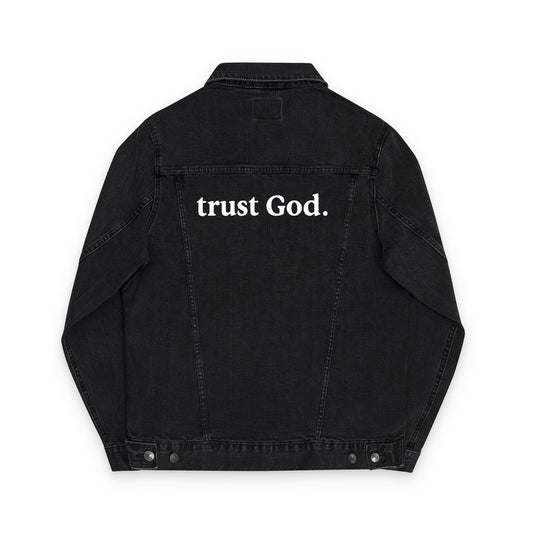 Trust God Embroidered Denim Jacket