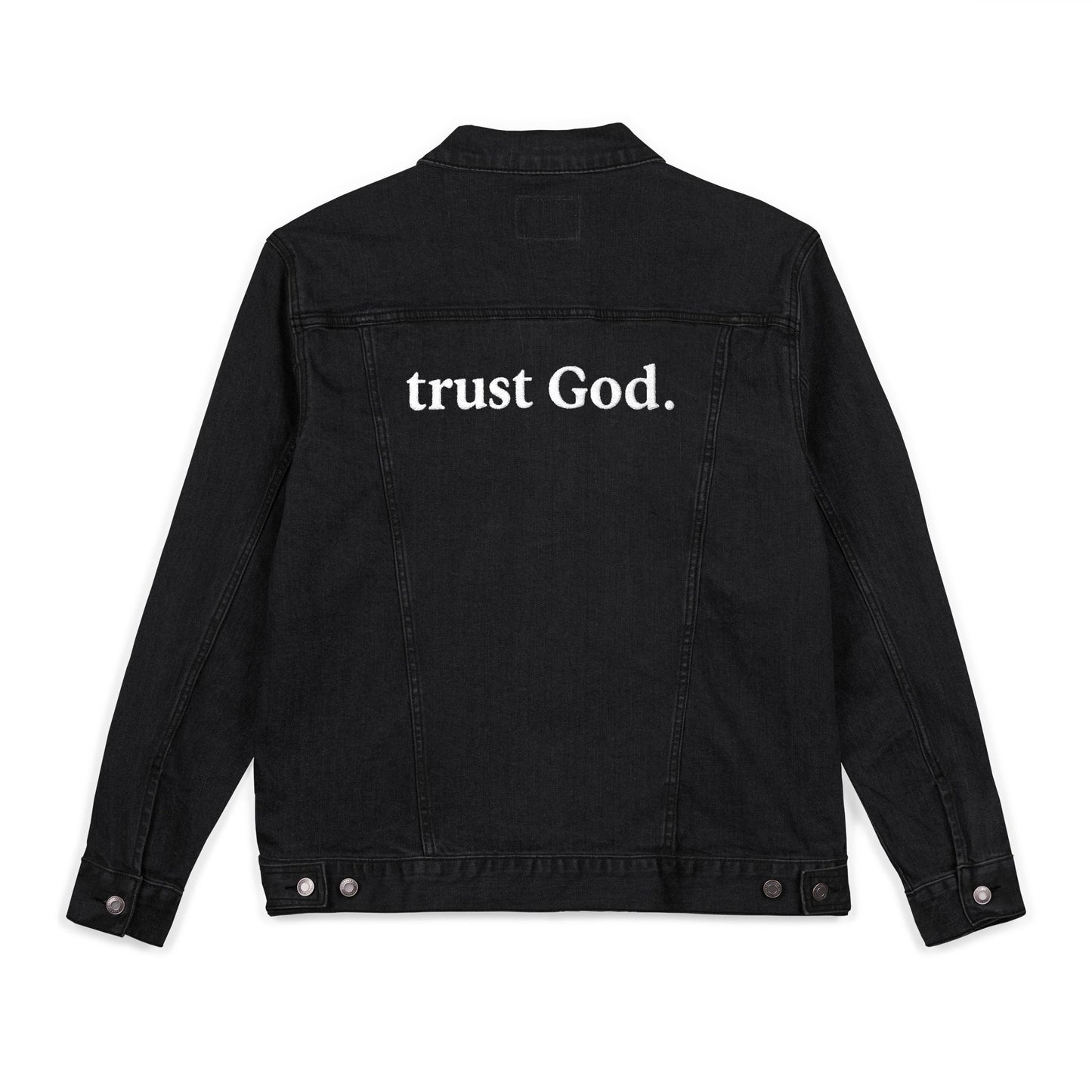 Trust God Embroidered Denim Jacket