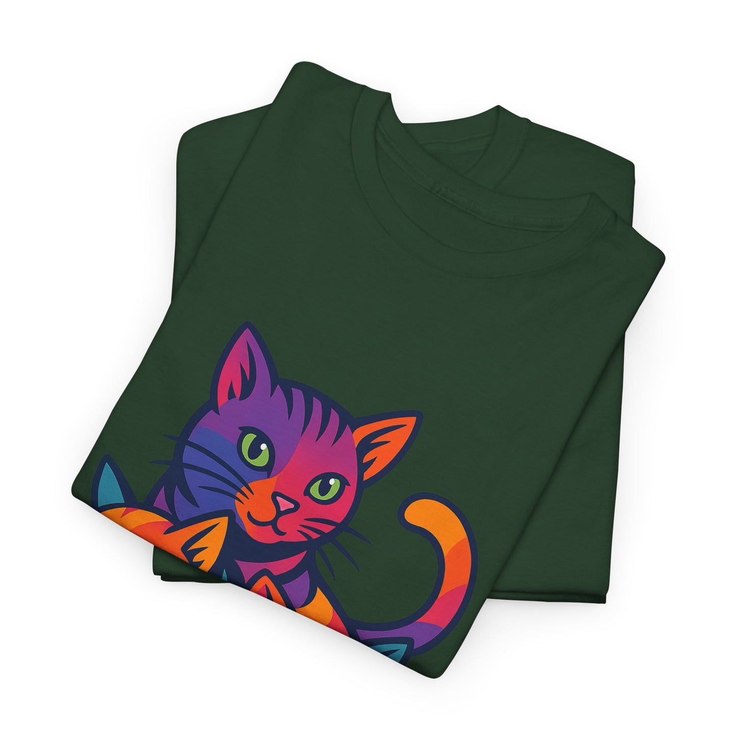Colorful Cat Tee - Playful Unisex