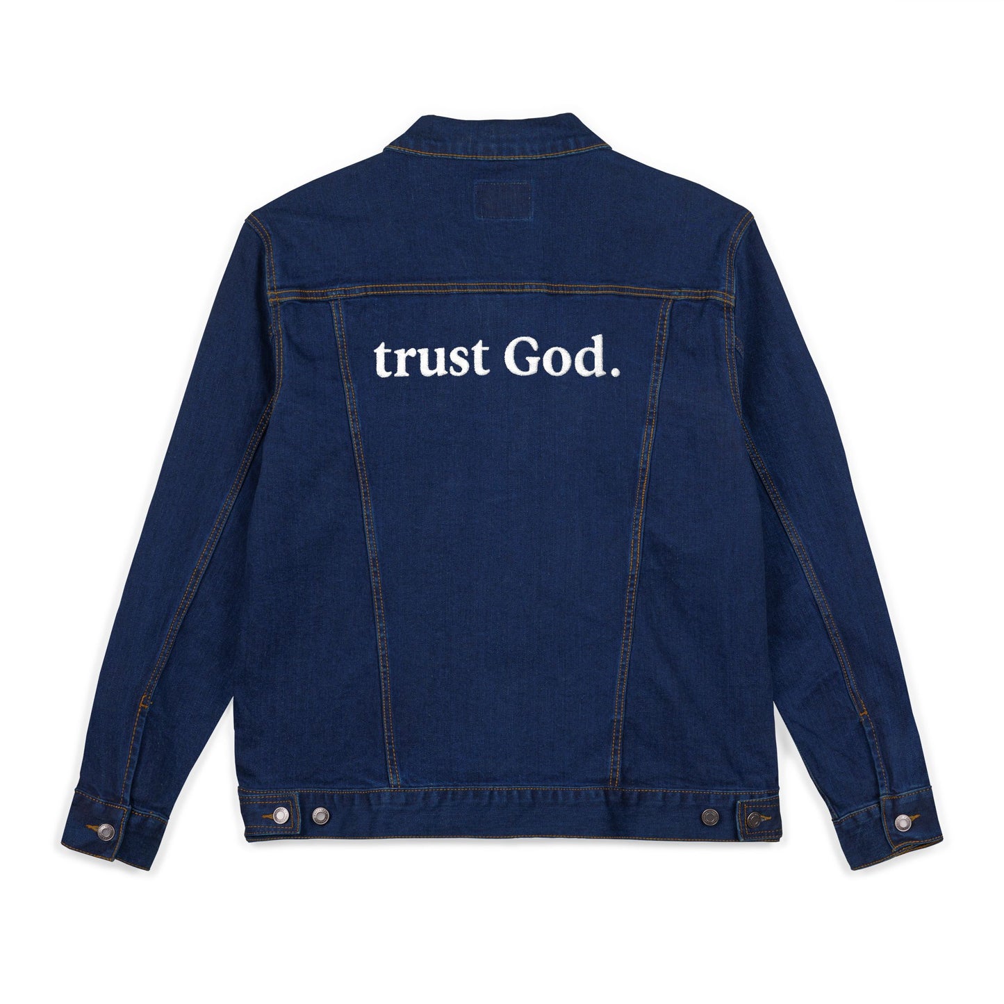 Trust God Embroidered Denim Jacket