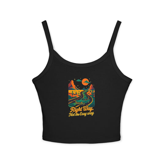 Women's Spaghetti Strap Tank Top with Retro Mountains