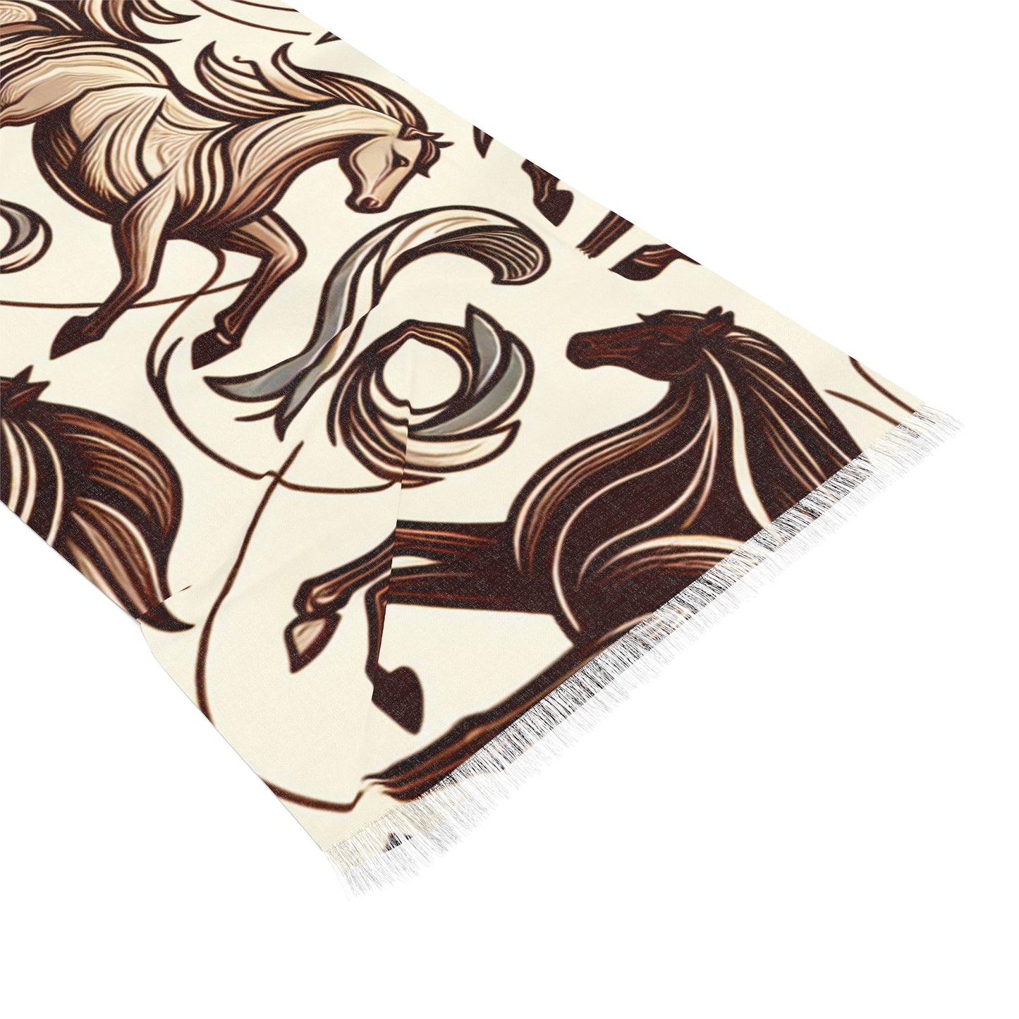 Elegant Equestrian Light Scarf, Horses Design