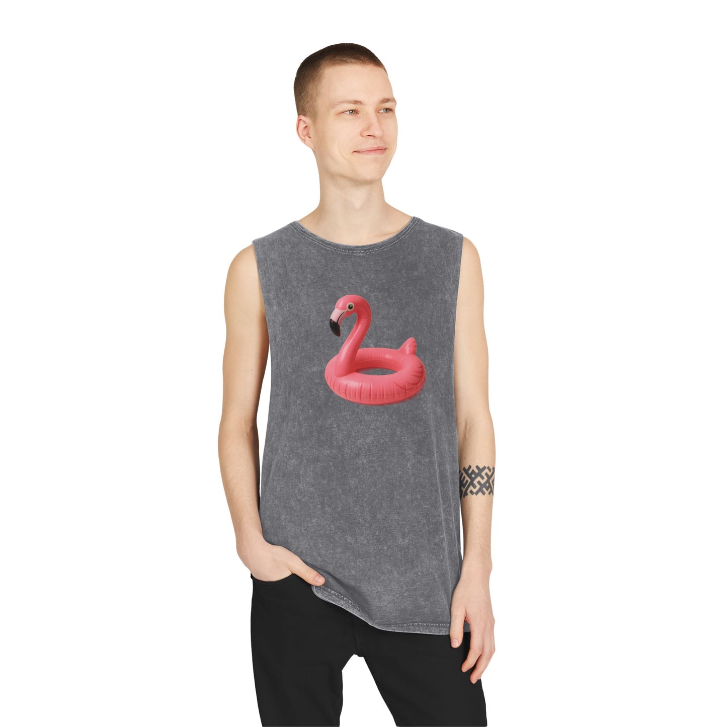 Tank Top with Pink Flamingo Design, Summer Vibes,