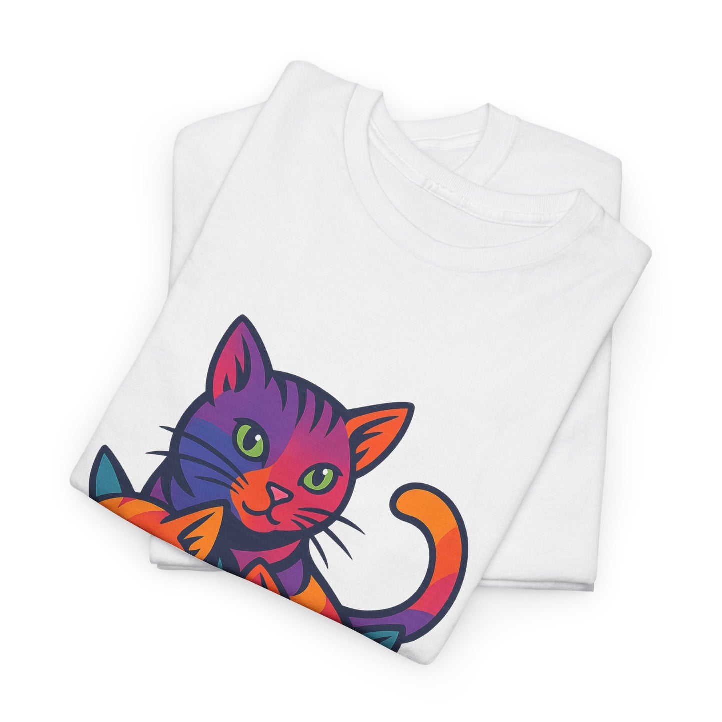 Colorful Cat Tee - Playful Unisex