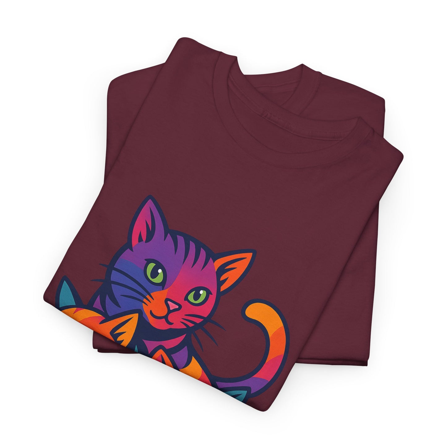 Colorful Cat Tee - Playful Unisex