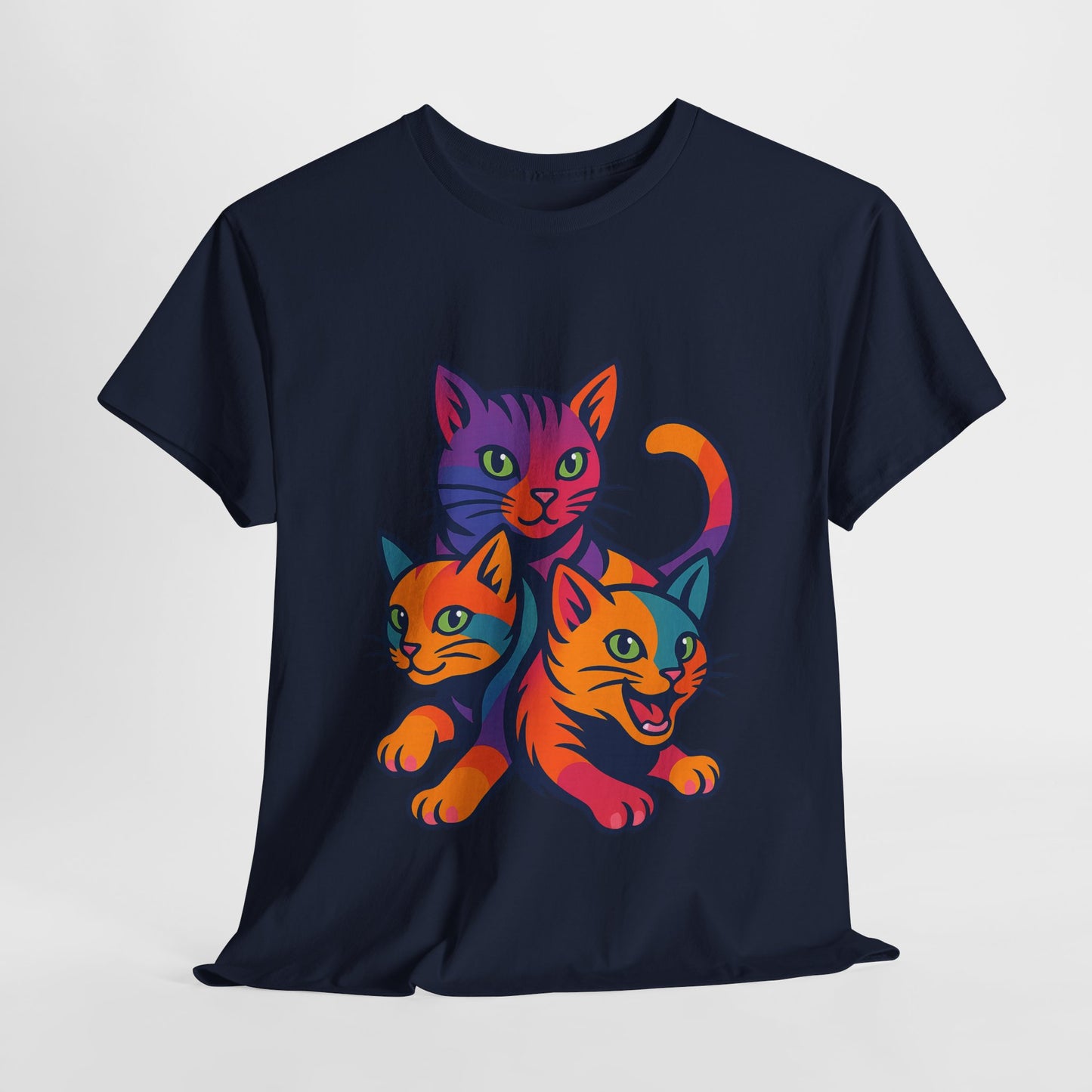Colorful Cat Tee - Playful Unisex