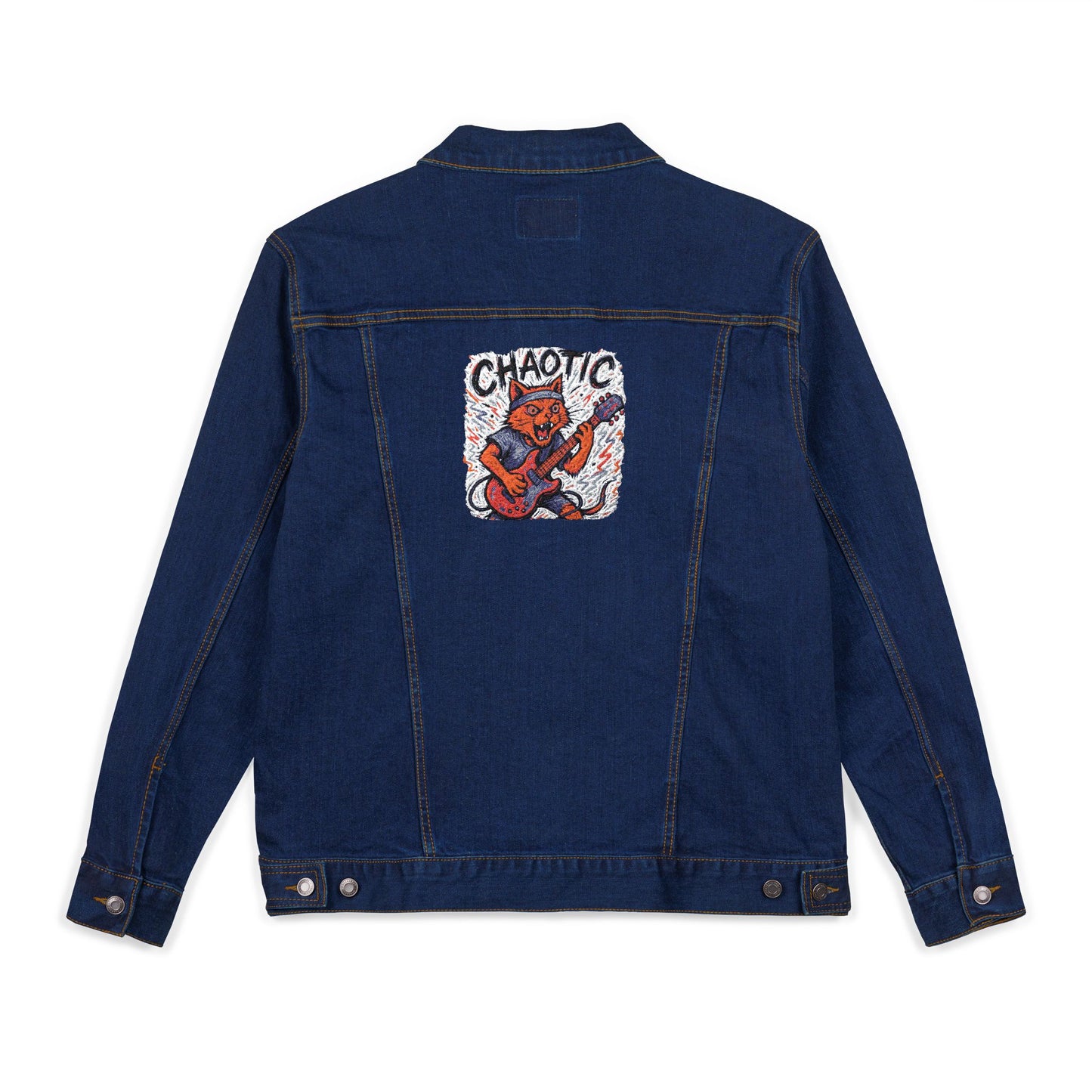 Chaotic Cat Embroidered Unisex Denim Jacket