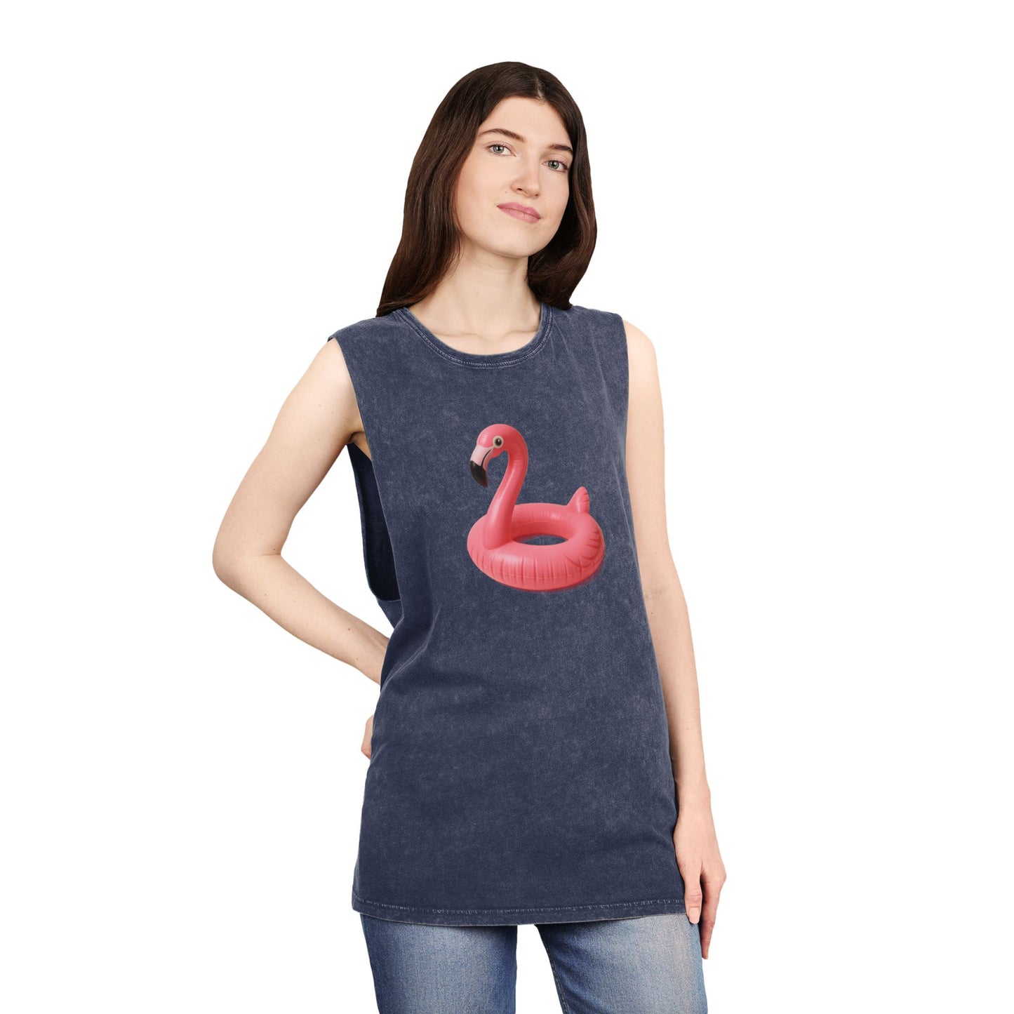 Tank Top with Pink Flamingo Design, Summer Vibes,