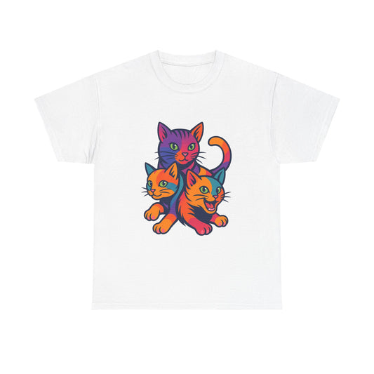 Colorful Cat Tee - Playful Unisex
