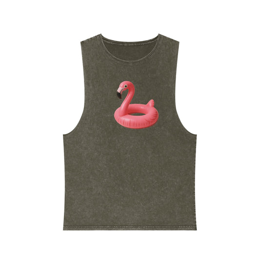 Tank Top with Pink Flamingo Design, Summer Vibes,
