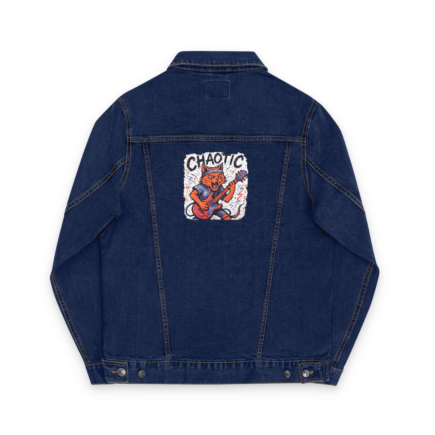Chaotic Cat Embroidered Unisex Denim Jacket