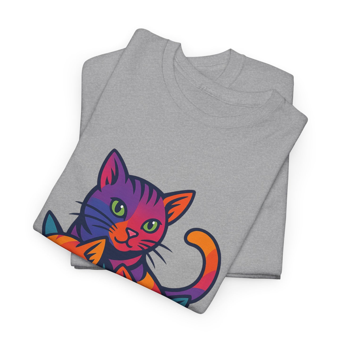 Colorful Cat Tee - Playful Unisex