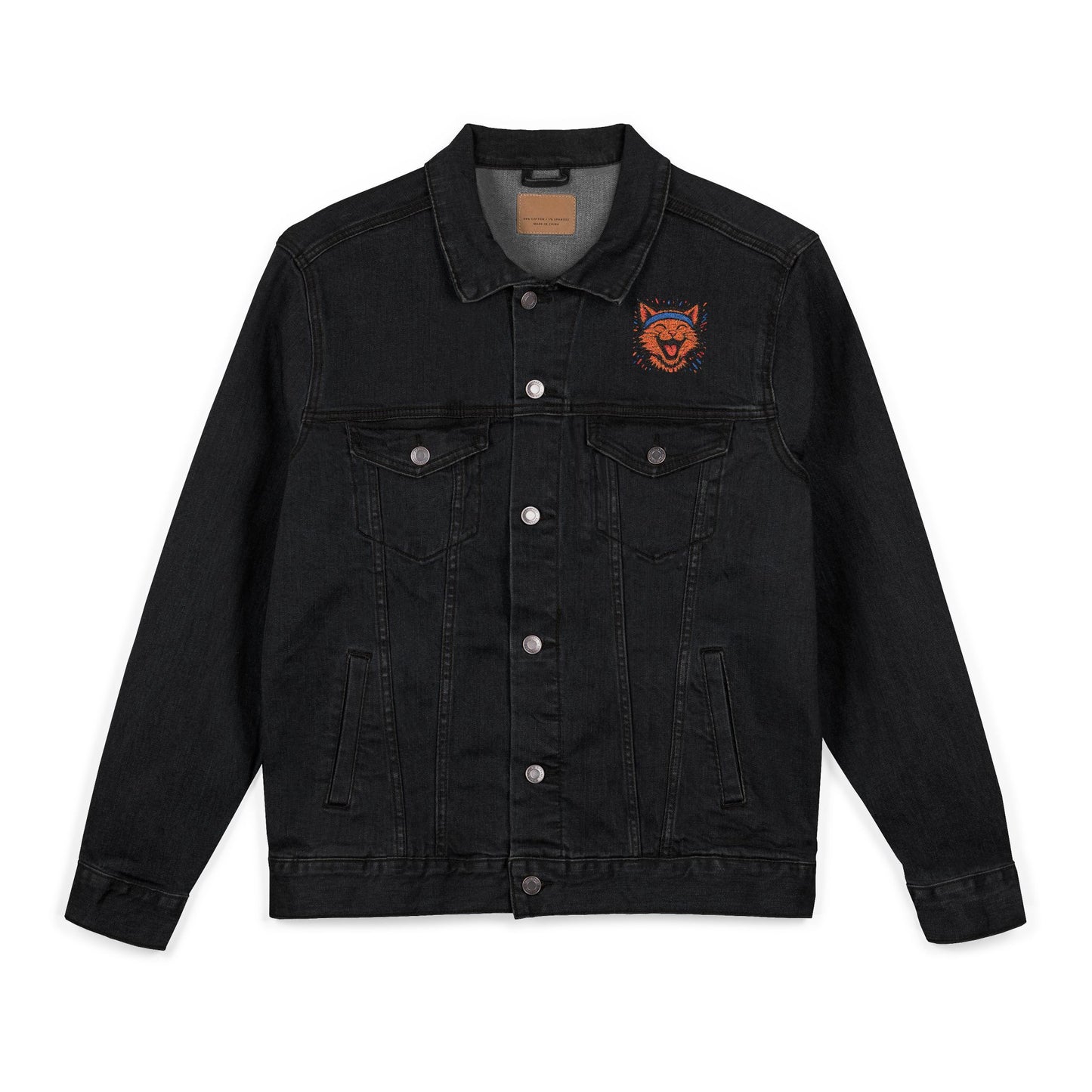 Chaotic Cat Embroidered Unisex Denim Jacket