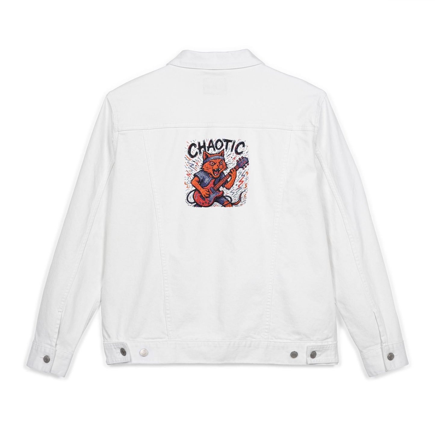 Chaotic Cat Embroidered Unisex Denim Jacket