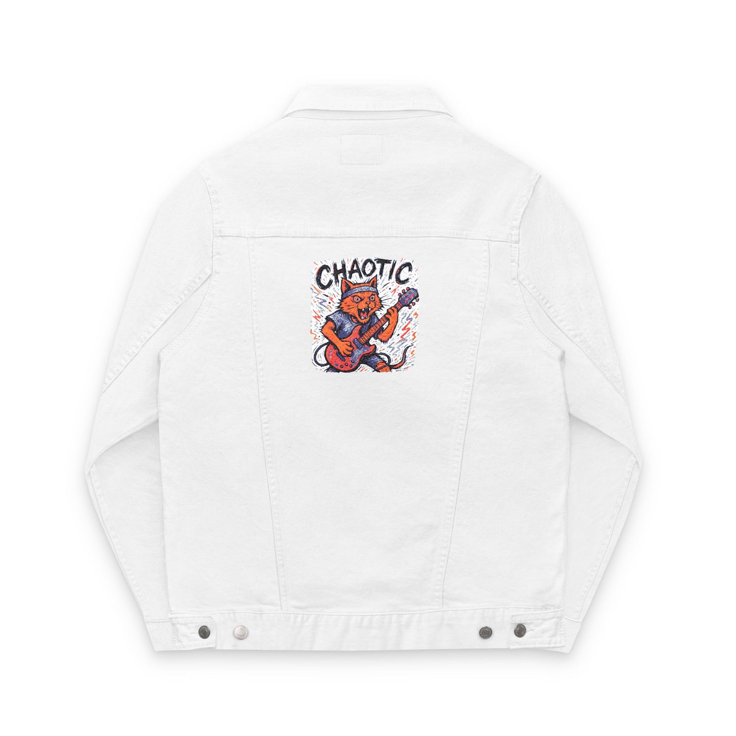 Chaotic Cat Embroidered Unisex Denim Jacket