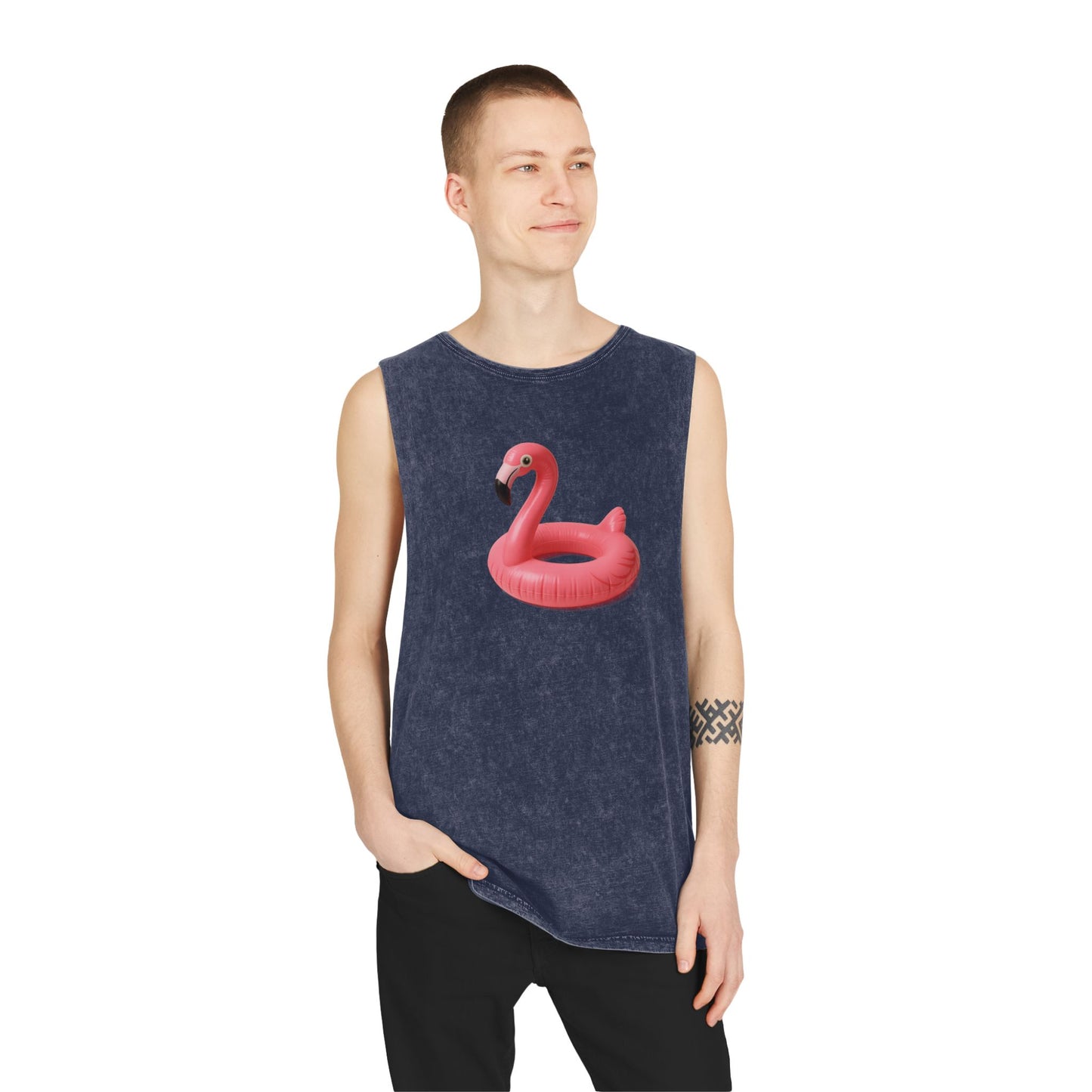 Tank Top with Pink Flamingo Design, Summer Vibes,