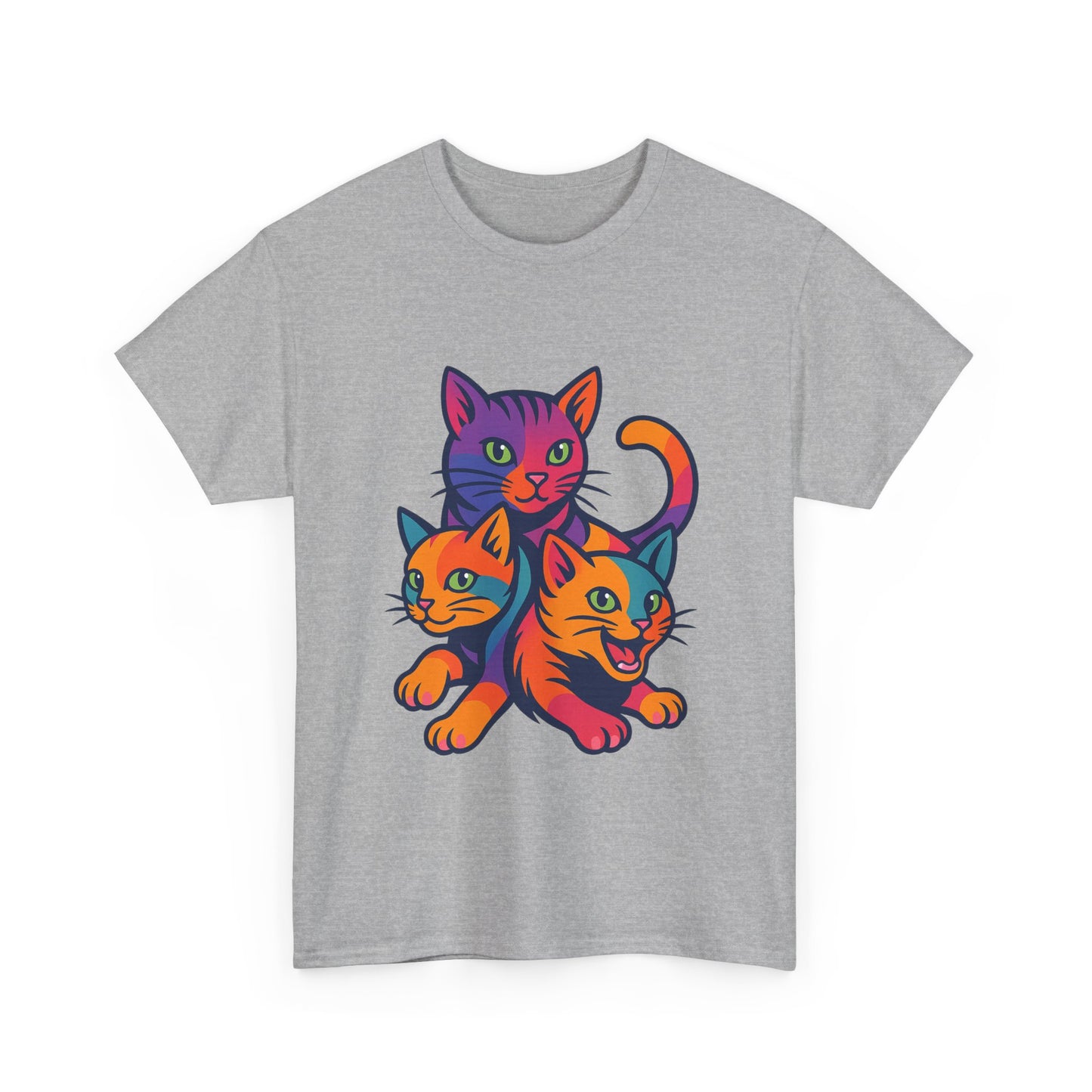 Colorful Cat Tee - Playful Unisex