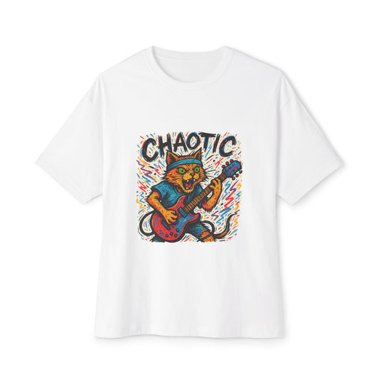 Chaotic Cat Graphic Tee, Unisex Oversized