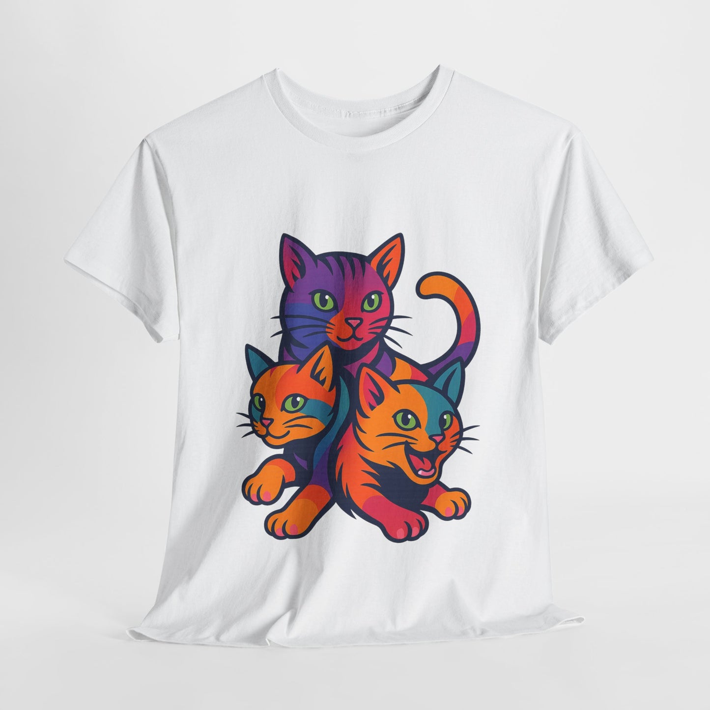 Colorful Cat Tee - Playful Unisex
