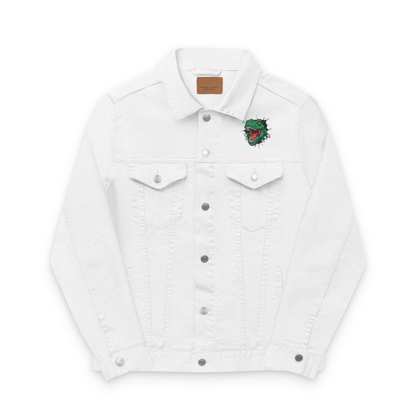 Embroidered Dinosaur Denim Jacket