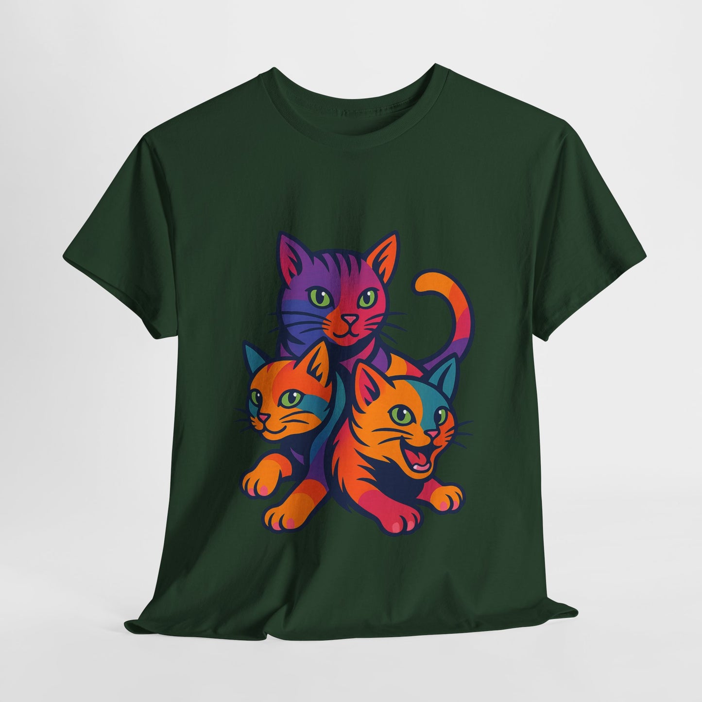 Colorful Cat Tee - Playful Unisex