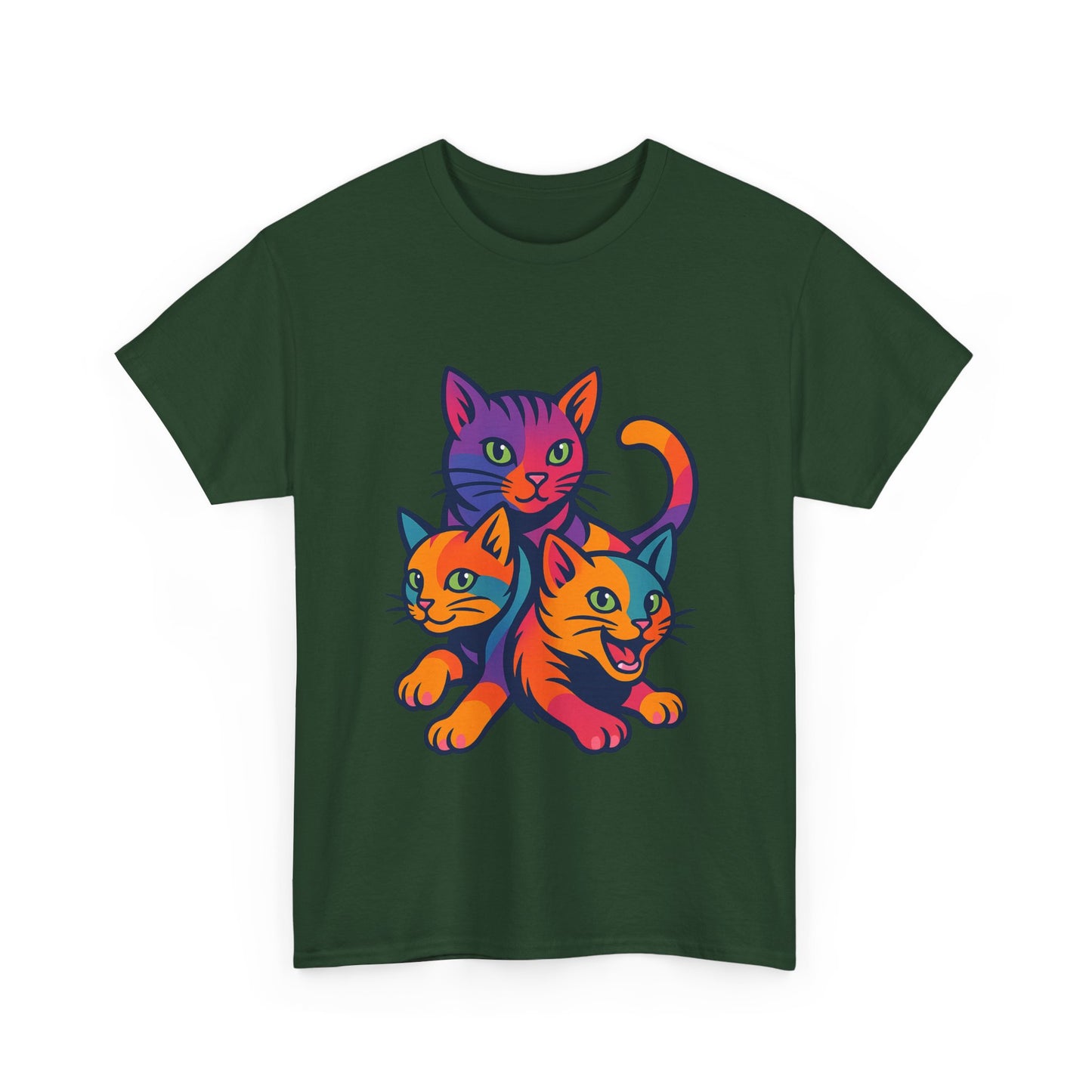 Colorful Cat Tee - Playful Unisex