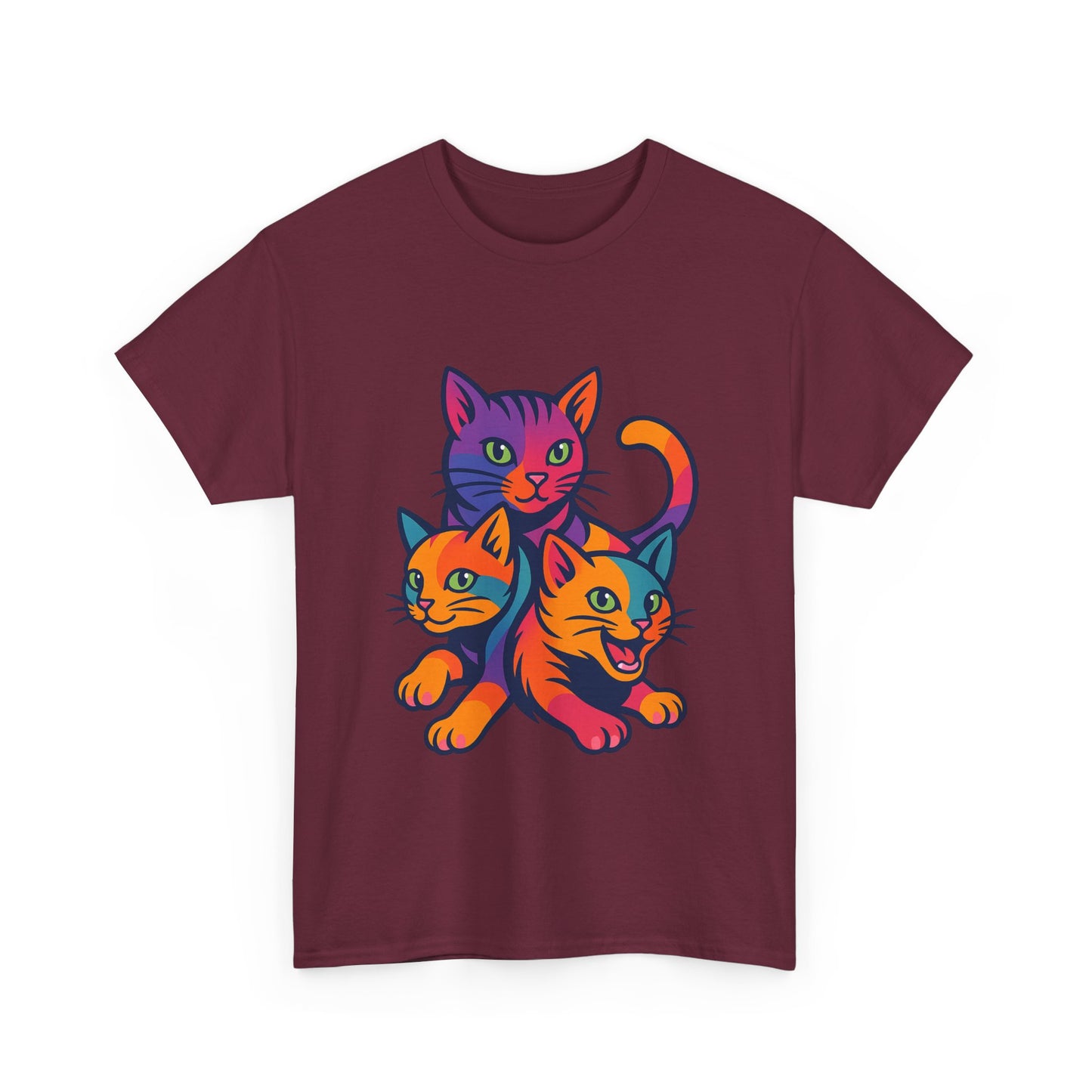 Colorful Cat Tee - Playful Unisex