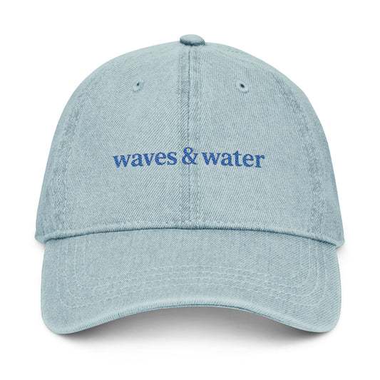 Waves & Water Embroidered Denim Hat