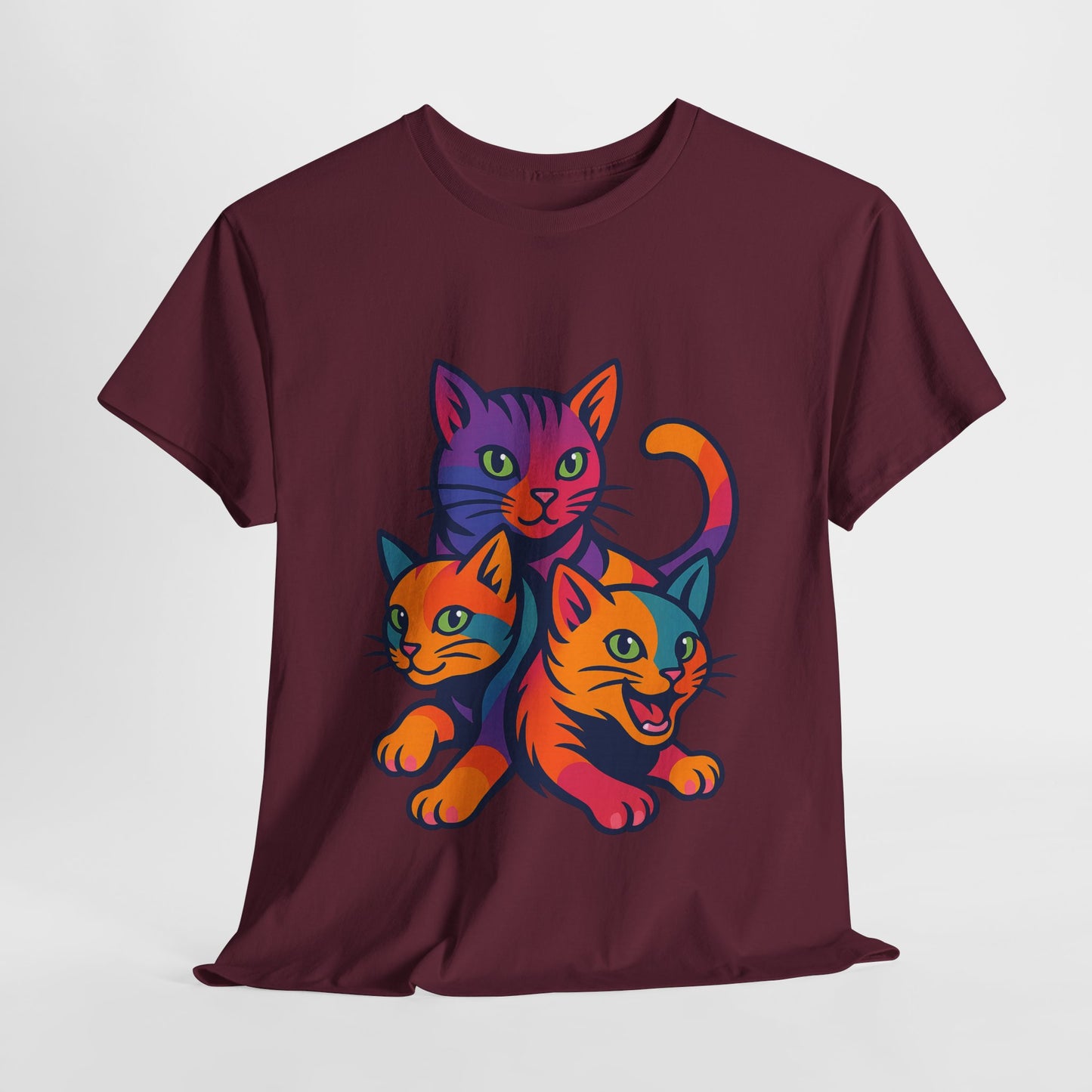 Colorful Cat Tee - Playful Unisex