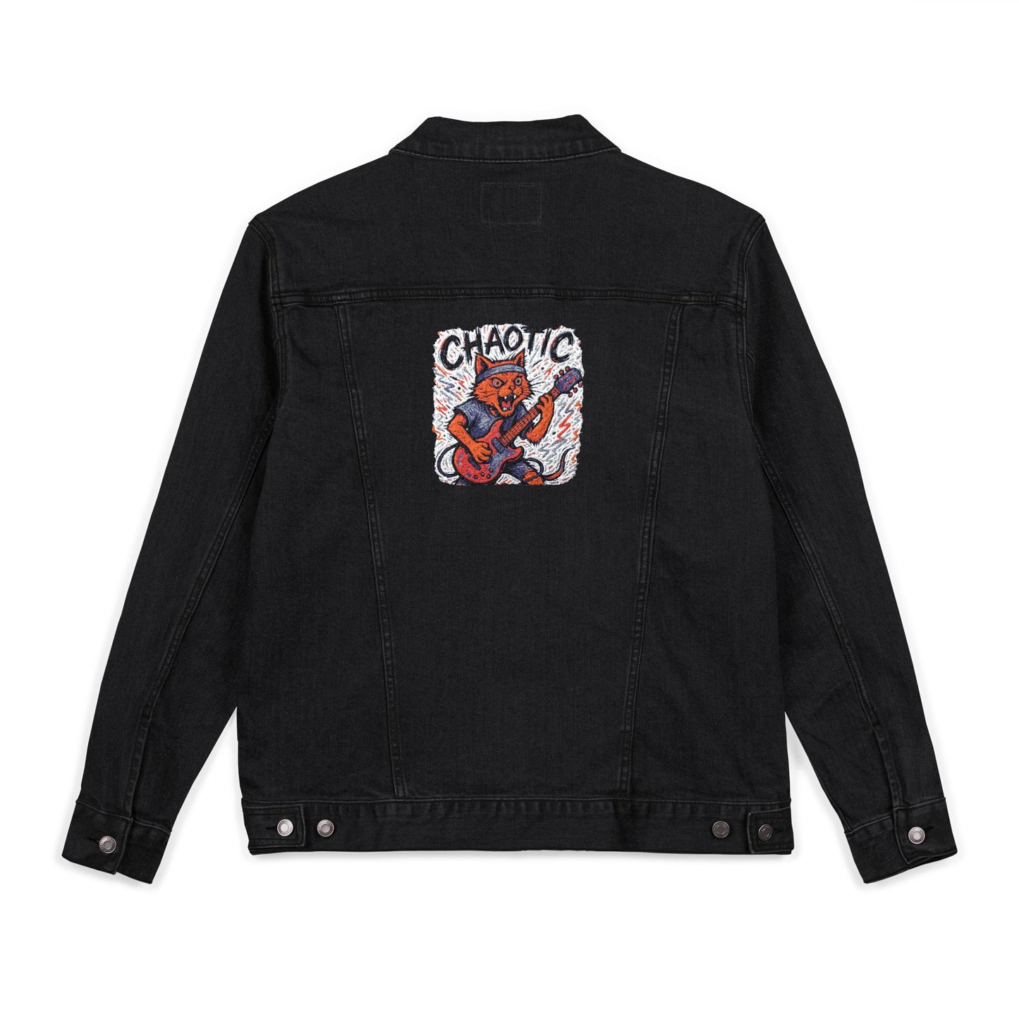 Chaotic Cat Embroidered Unisex Denim Jacket