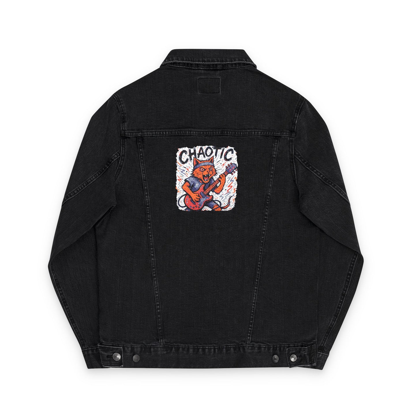 Chaotic Cat Embroidered Unisex Denim Jacket