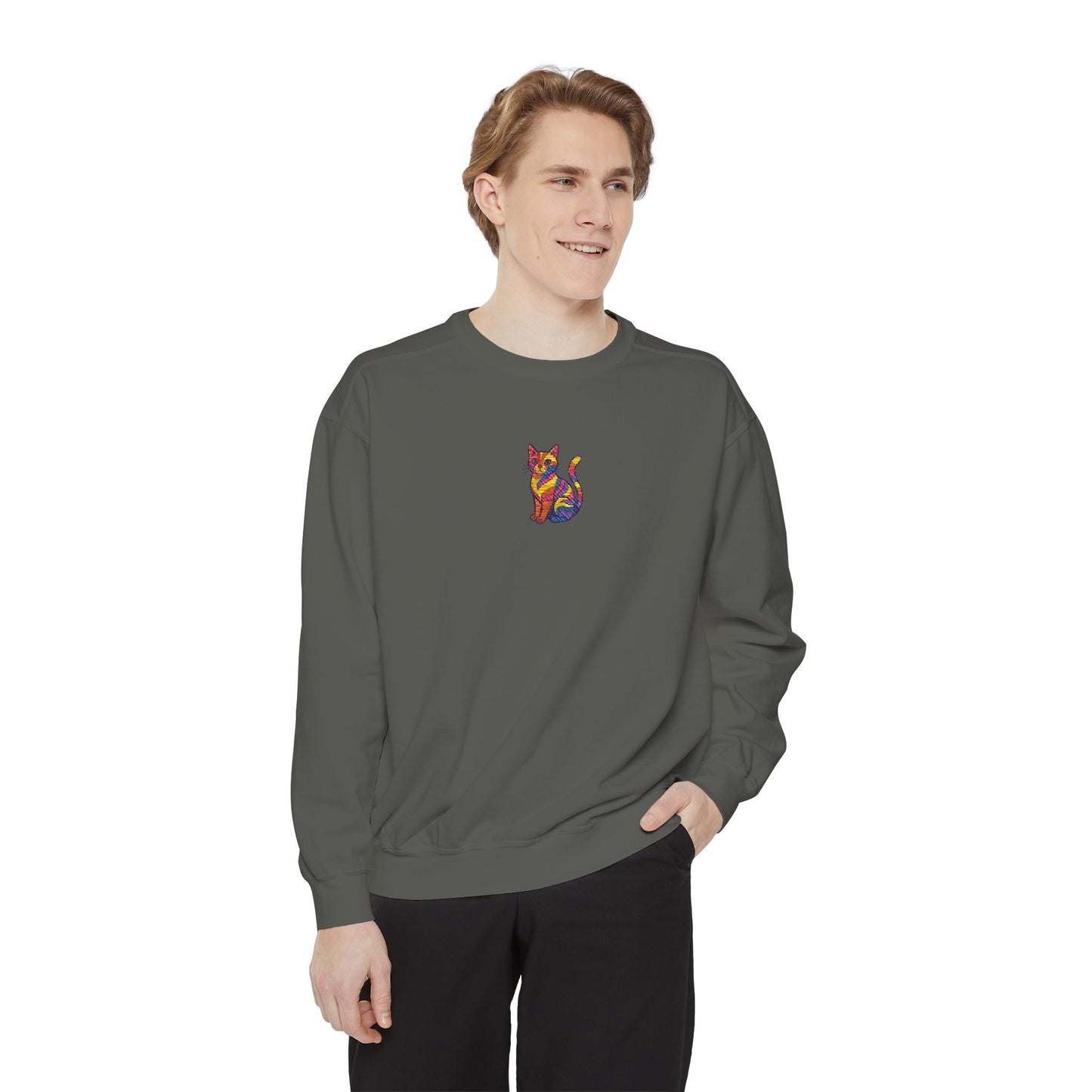 Colorful Cat Sweatshirt, Unisex