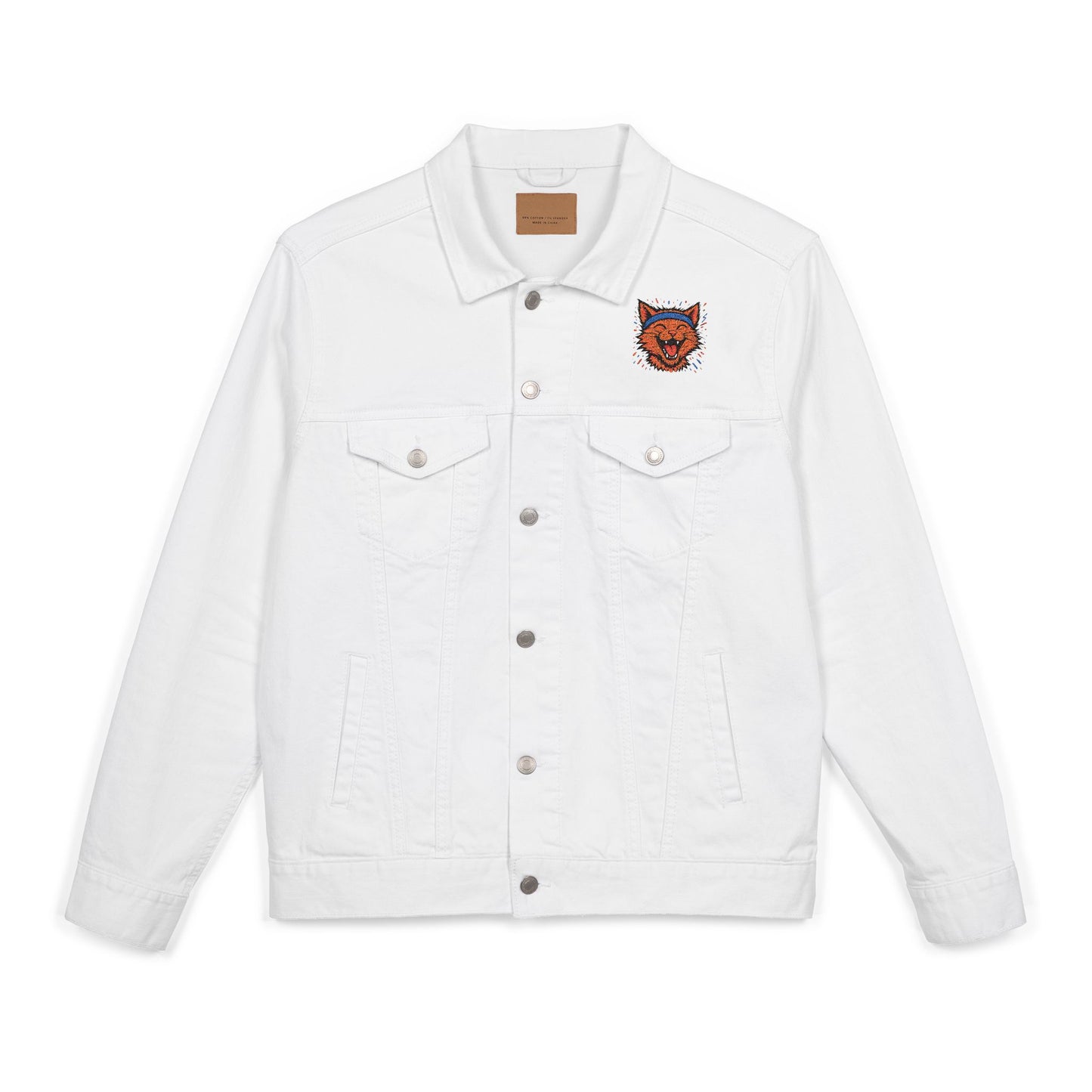 Chaotic Cat Embroidered Unisex Denim Jacket