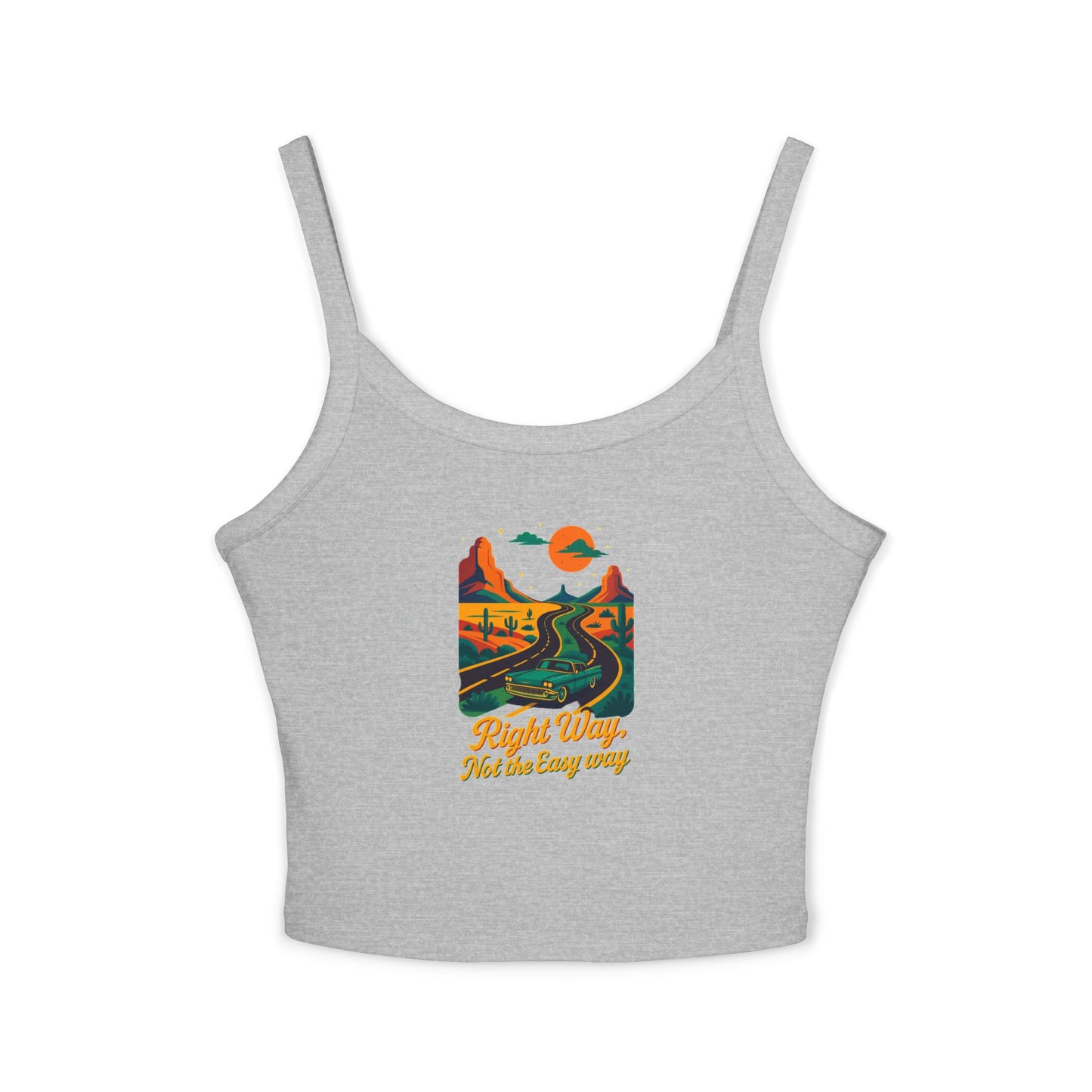 Women's Spaghetti Strap Tank Top with Retro Mountains