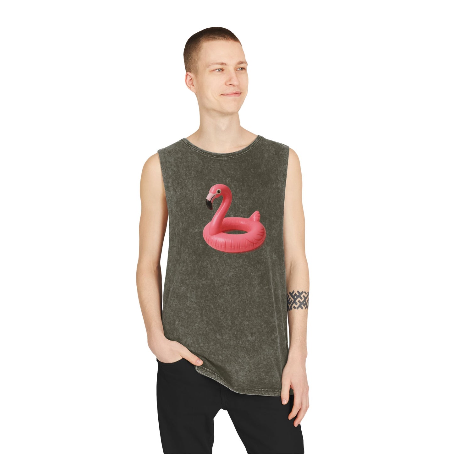 Tank Top with Pink Flamingo Design, Summer Vibes,