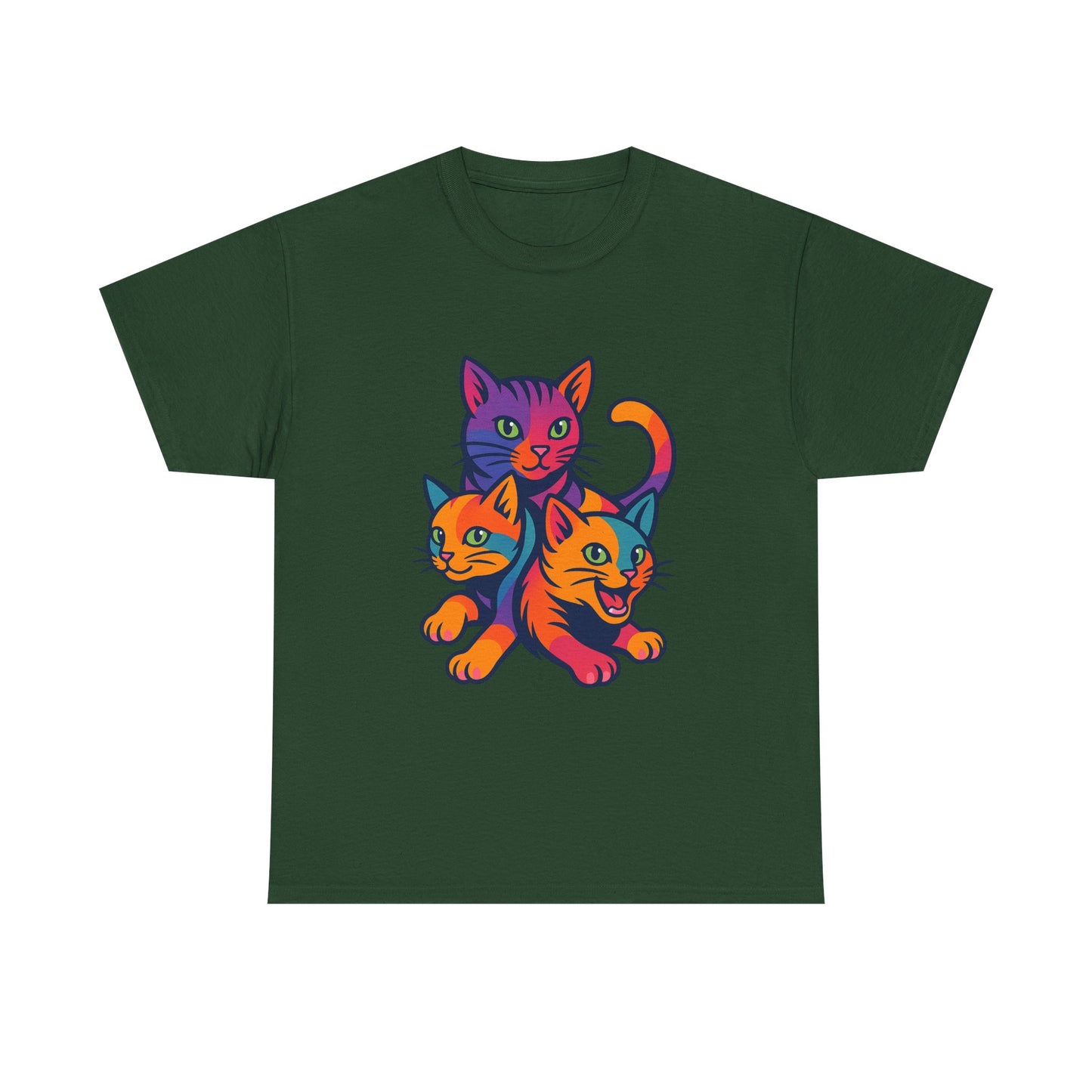 Colorful Cat Tee - Playful Unisex
