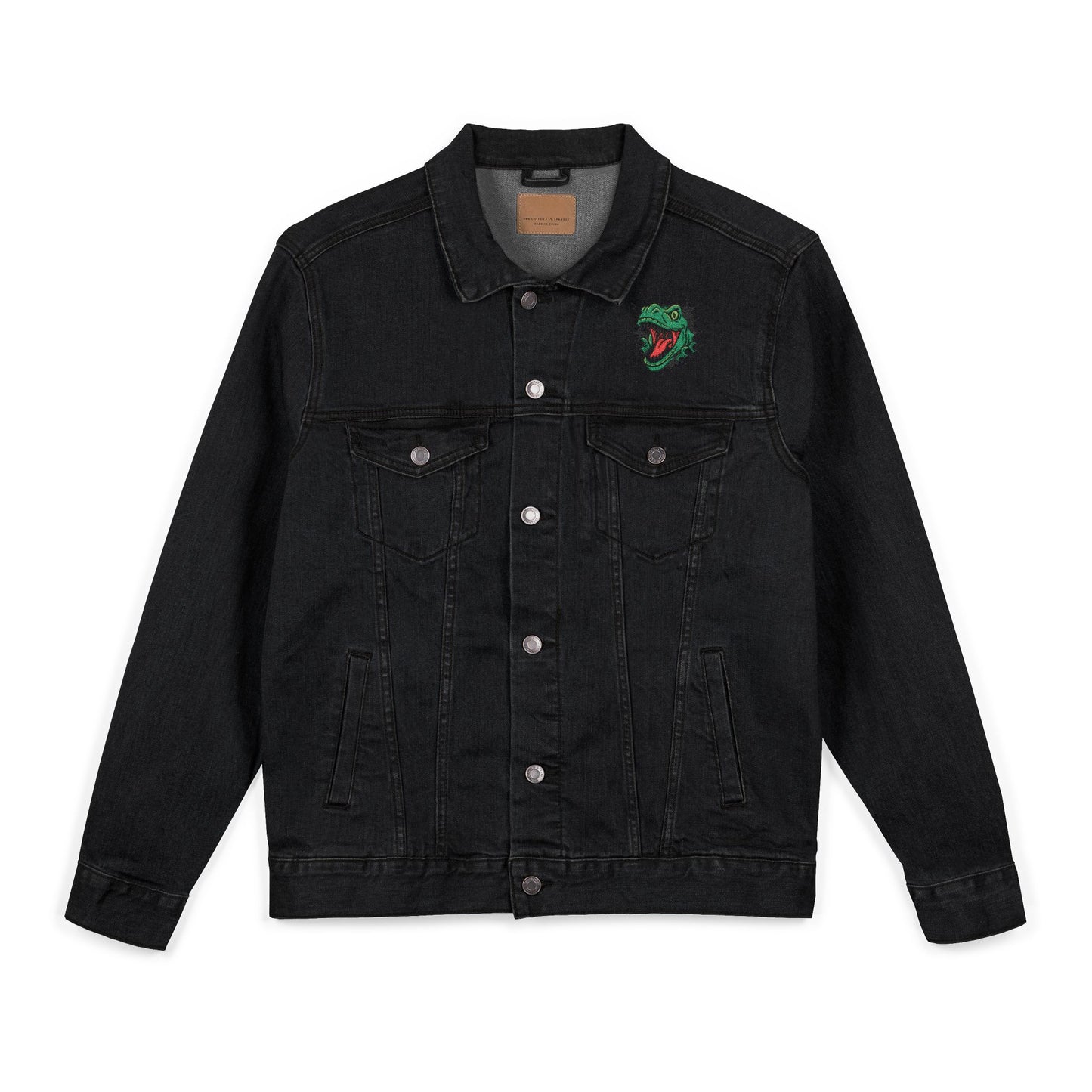 Embroidered Dinosaur Denim Jacket