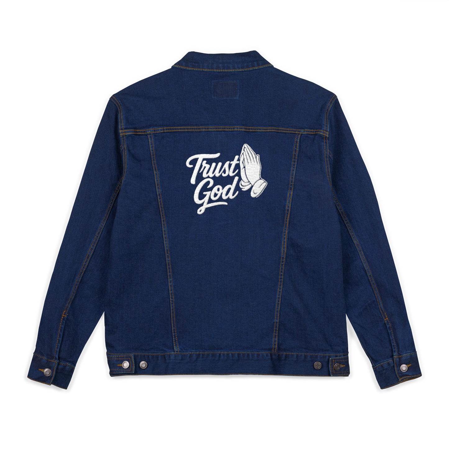 Trust God Embroidered Unisex Denim Jacket