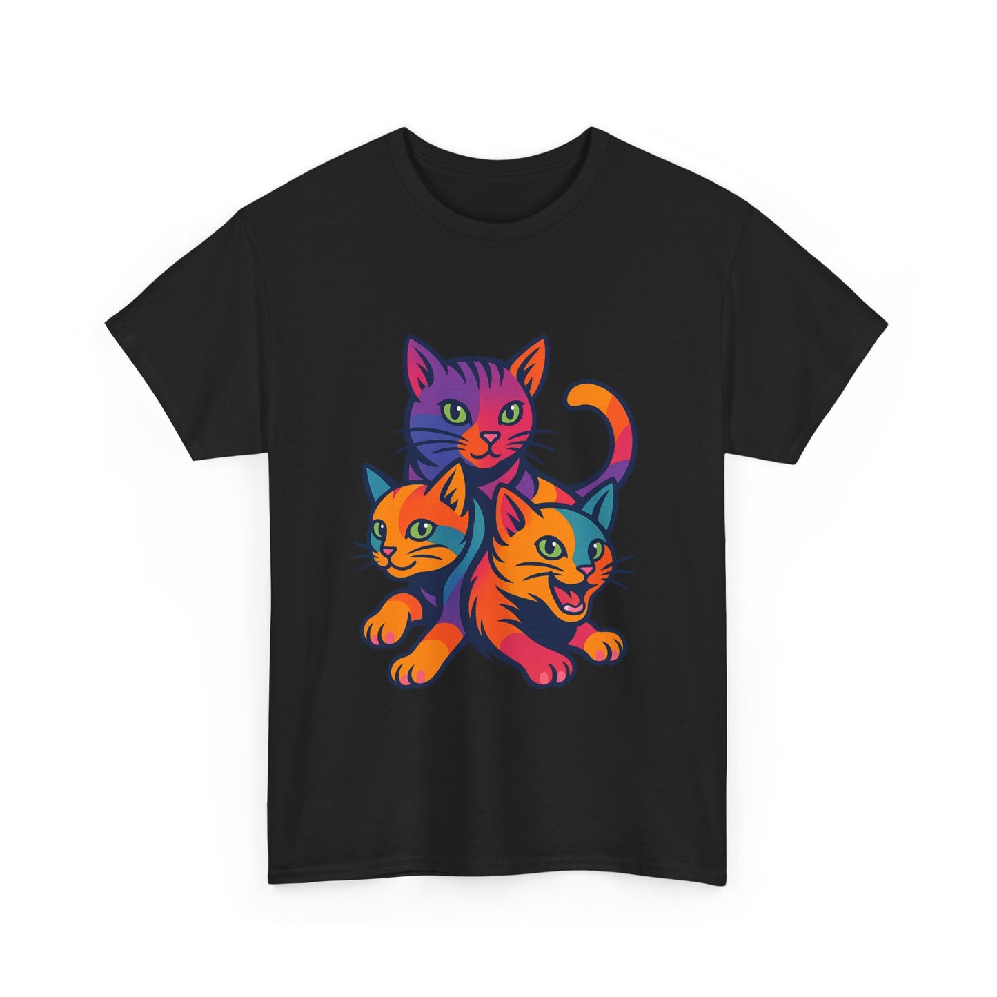 Colorful Cat Tee - Playful Unisex