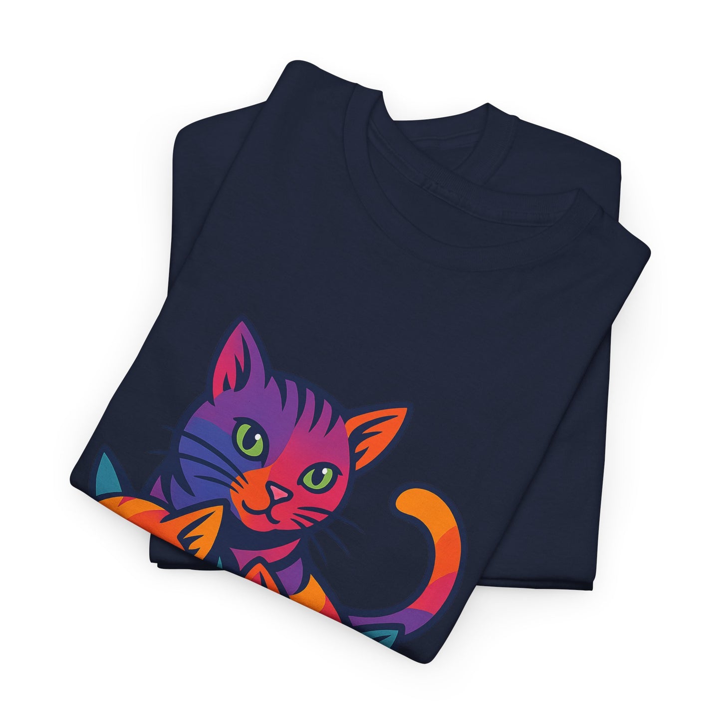 Colorful Cat Tee - Playful Unisex
